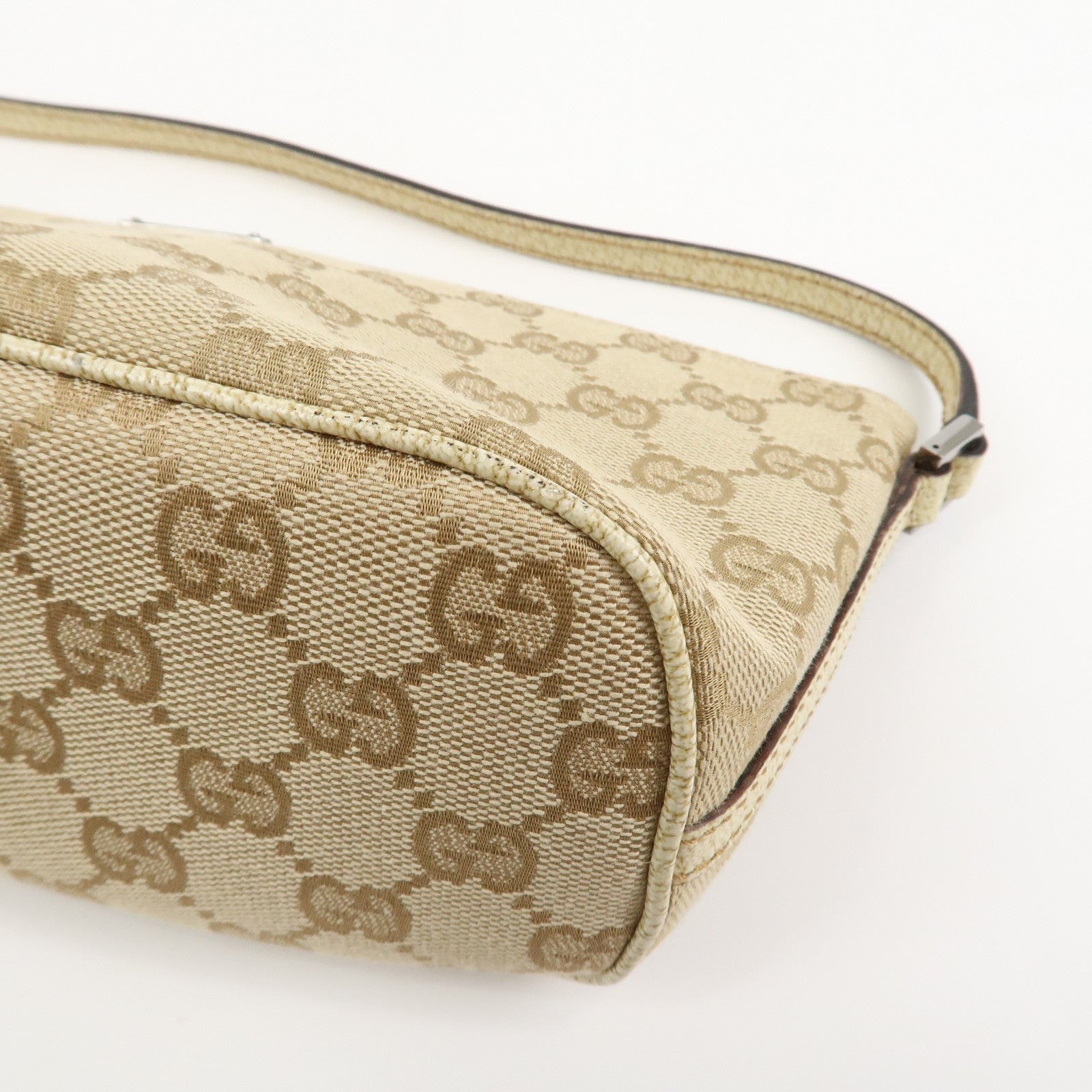 GUCCI Boat Bag GG Canvas Leather Hand Bag Beige 07198