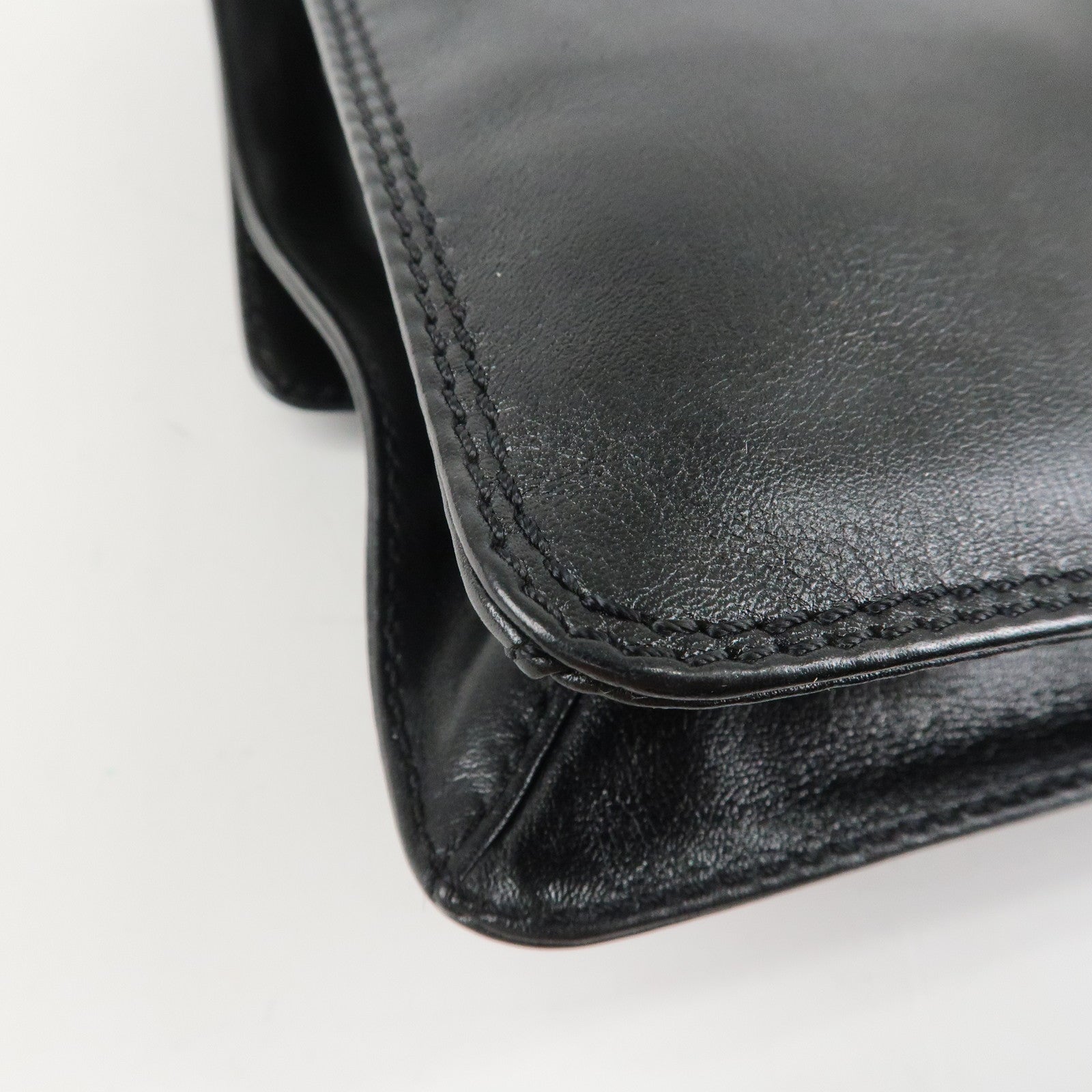 CHANEL COCO Mark Lamb Skin Shoulder Bag Crossbody Bag Black Used