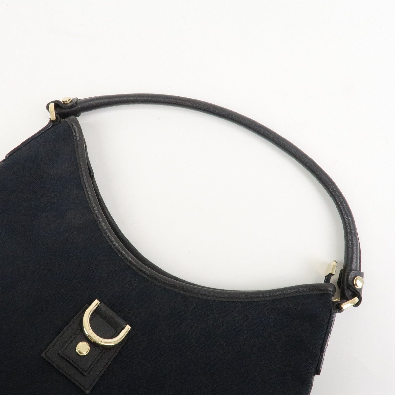 GUCCI Abbey GG Canvas Leather Shoulder Bag Hand Bag Black 130737