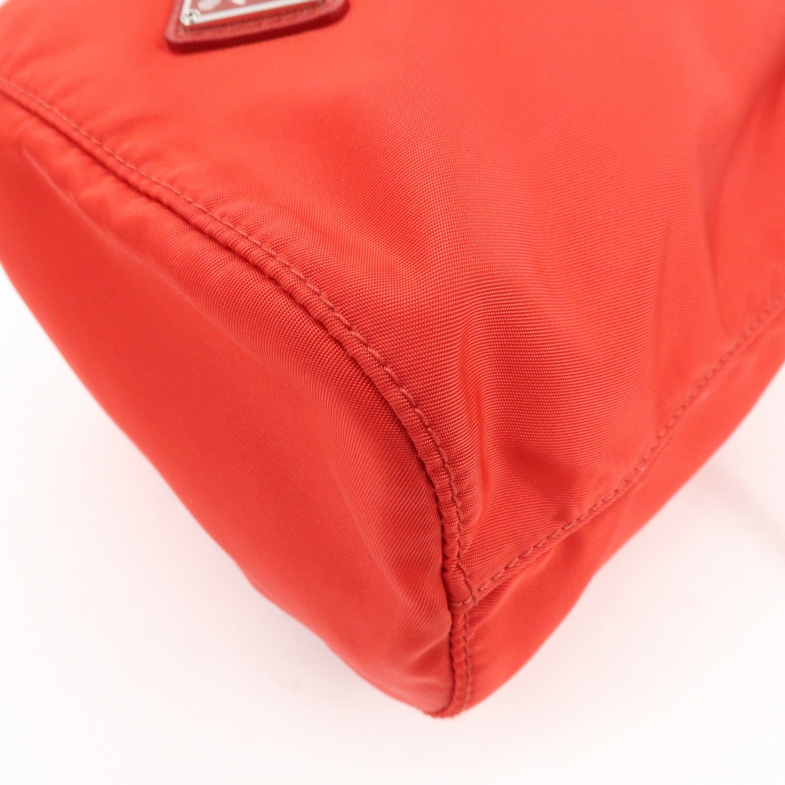 PRADA Triangle Logo Nylon Saffiano Leather Cosmetic Pouch 1NA369