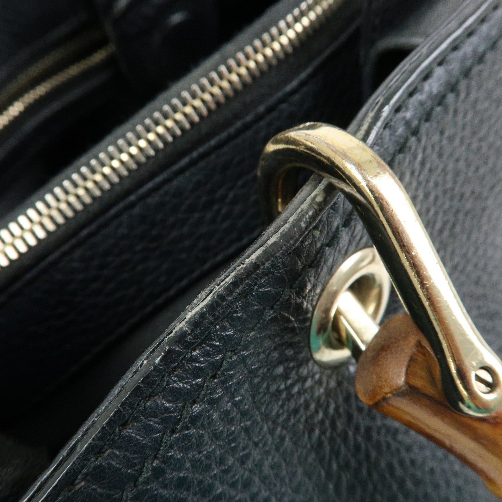 GUCCI Bamboo Shopper Medium Leather 2Way Hand Shoulder Bag 323660