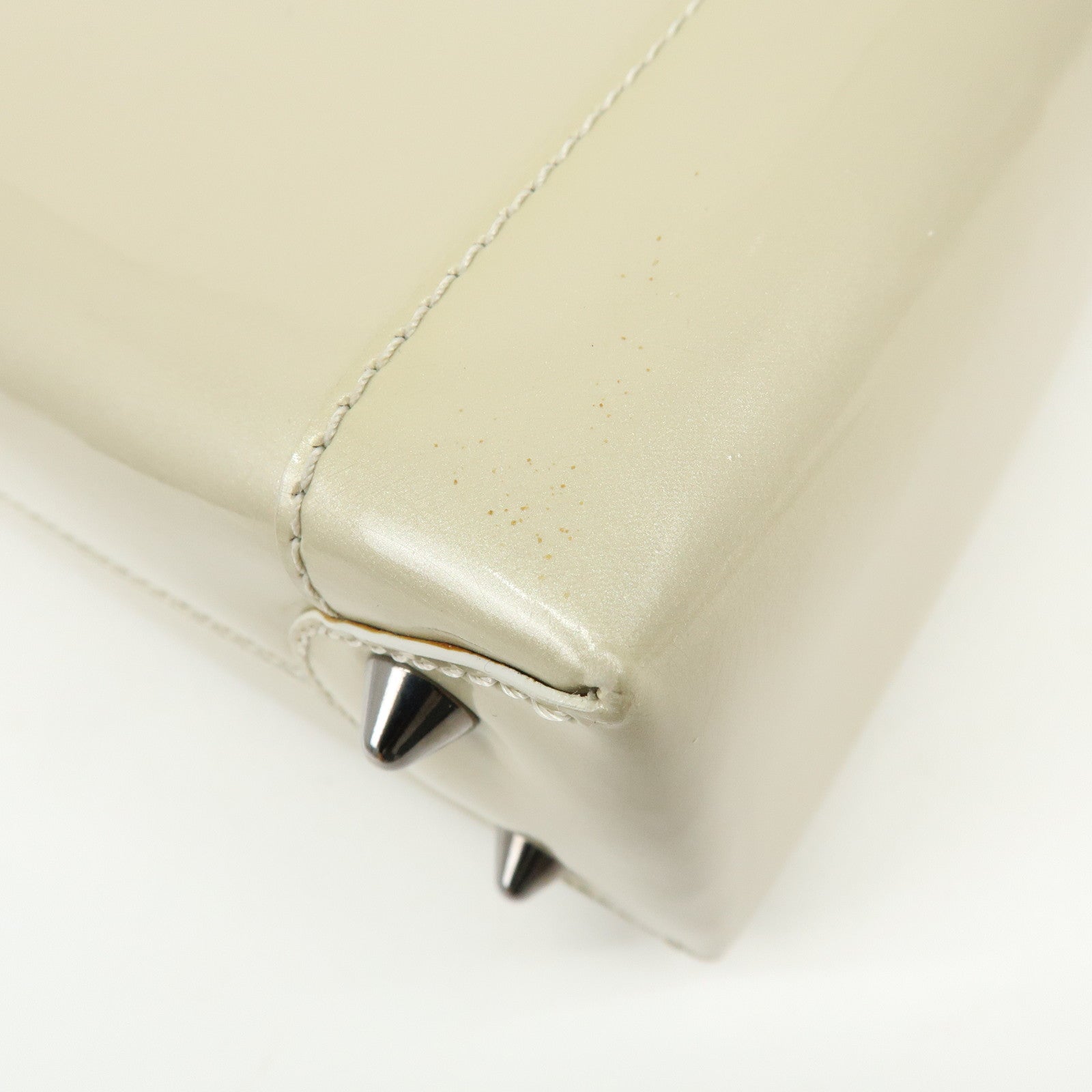 Christian Dior Maris Pearl Patent Leather Hand Bag Ivory