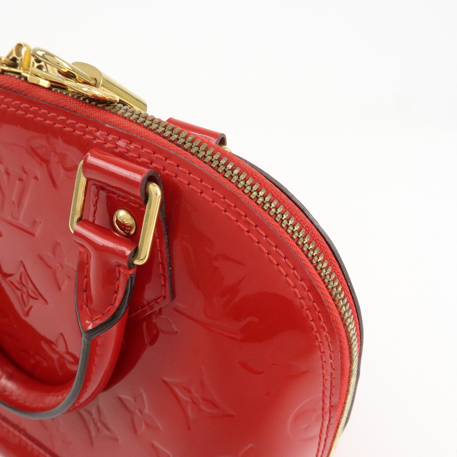 Louis Vuitton Monogram Vernis Alma BB 2Way Hand Bag Cerise M90174 Used