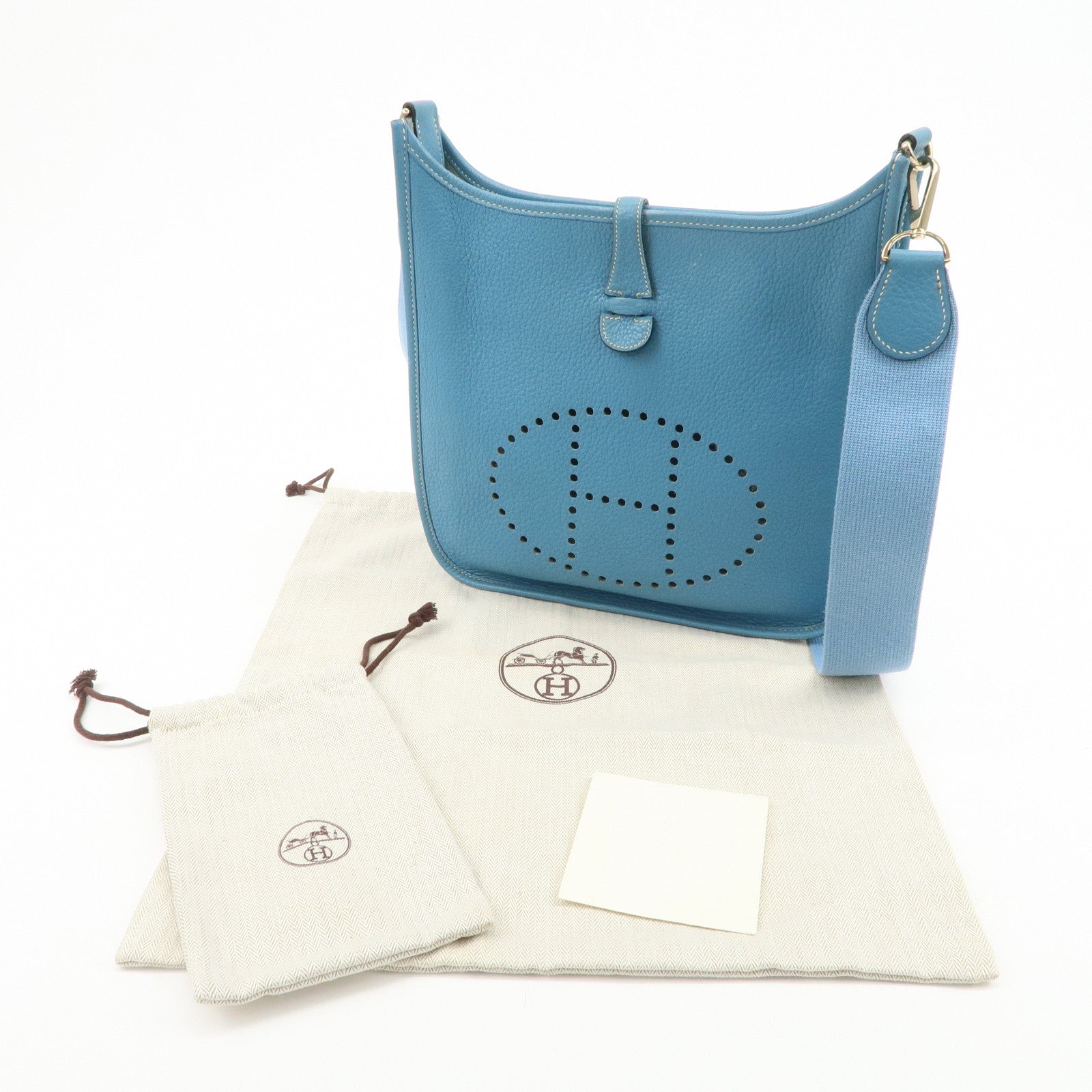 HERMES Taurillon Clemence Canvas Evelyne 3PM L Stamped Shoulder Bag