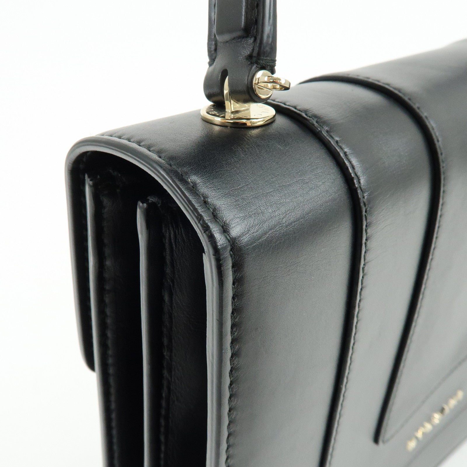 BVLGARI Serpenti Forever Top Handle Calf Leather Hand Bag Black