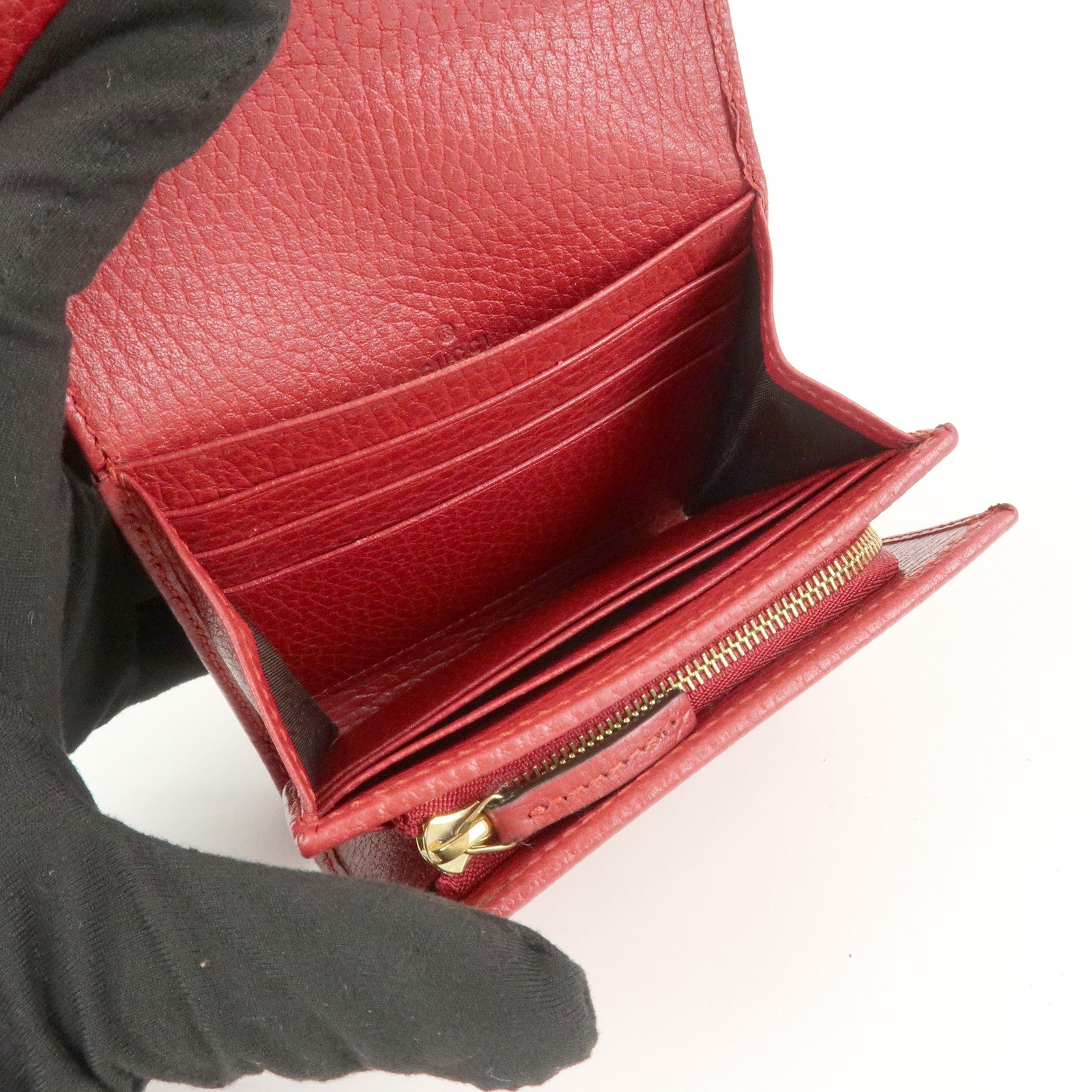 GUCCI GG Marmont Leather Mudium Compact Wallet Red 598587