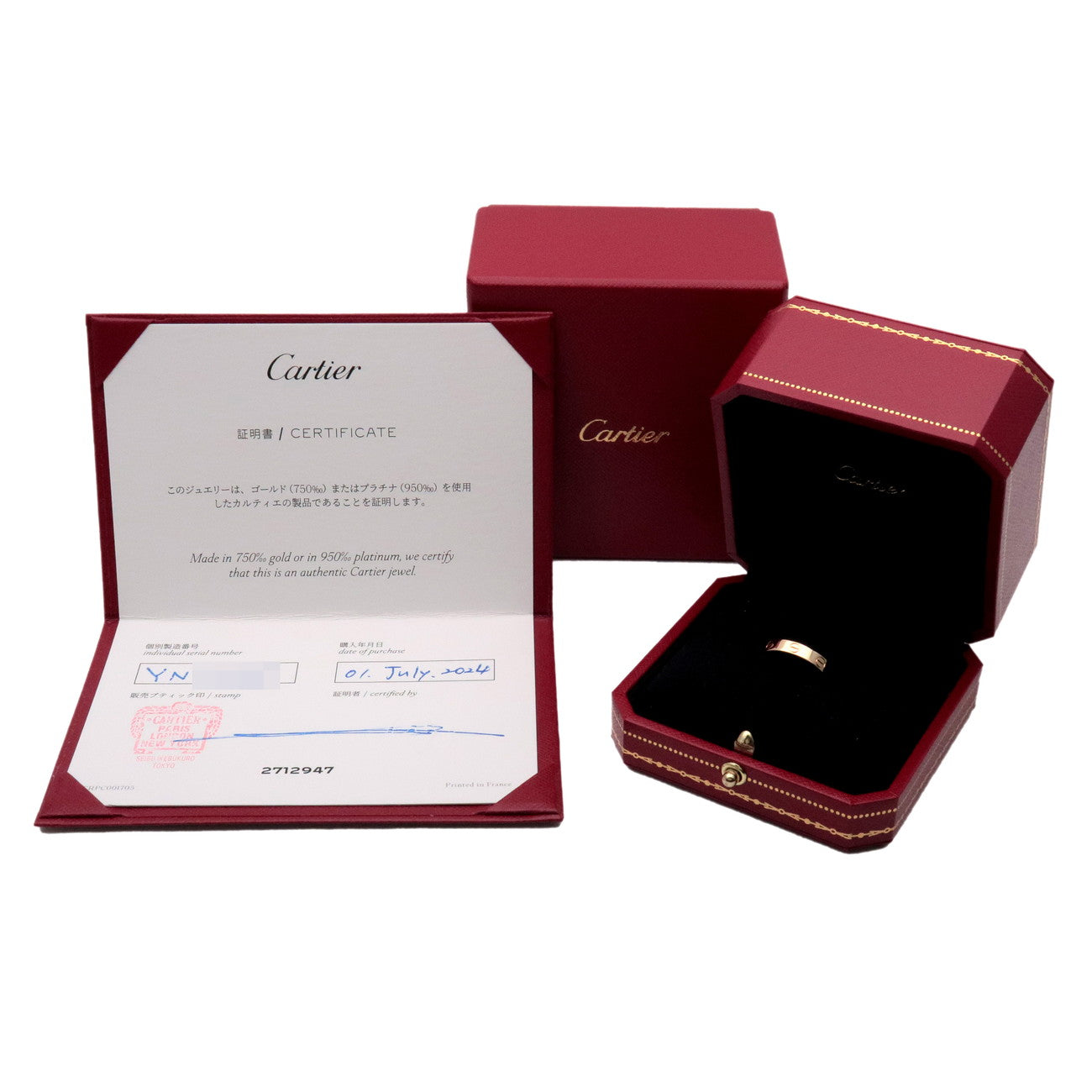 Cartier Mini Love Ring K18 750YG Yellow Gold #53 US6.5 EU53 HK14