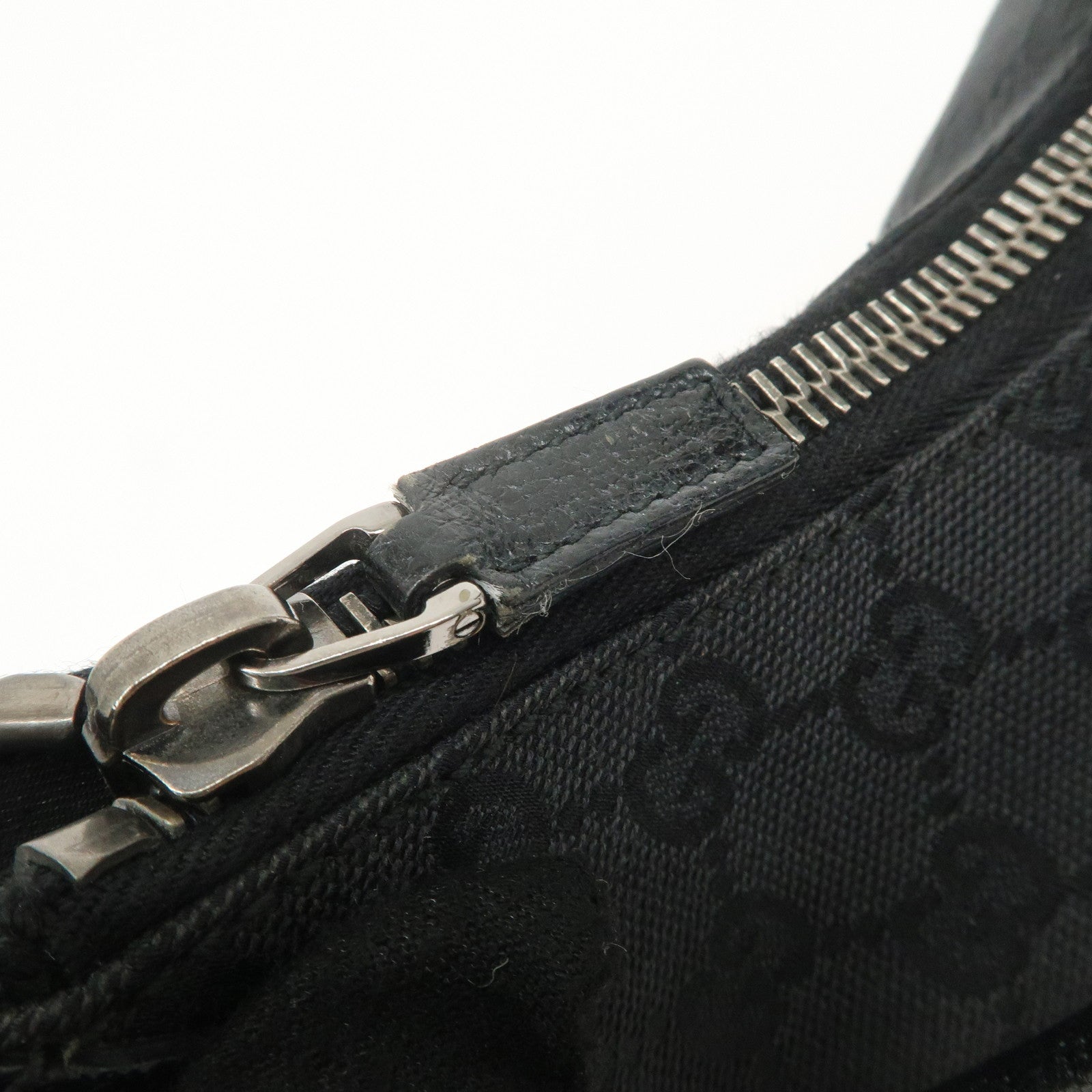 GUCCI GG Canvas Leather Shoulder Bag Hand Bag Black 115003 Used