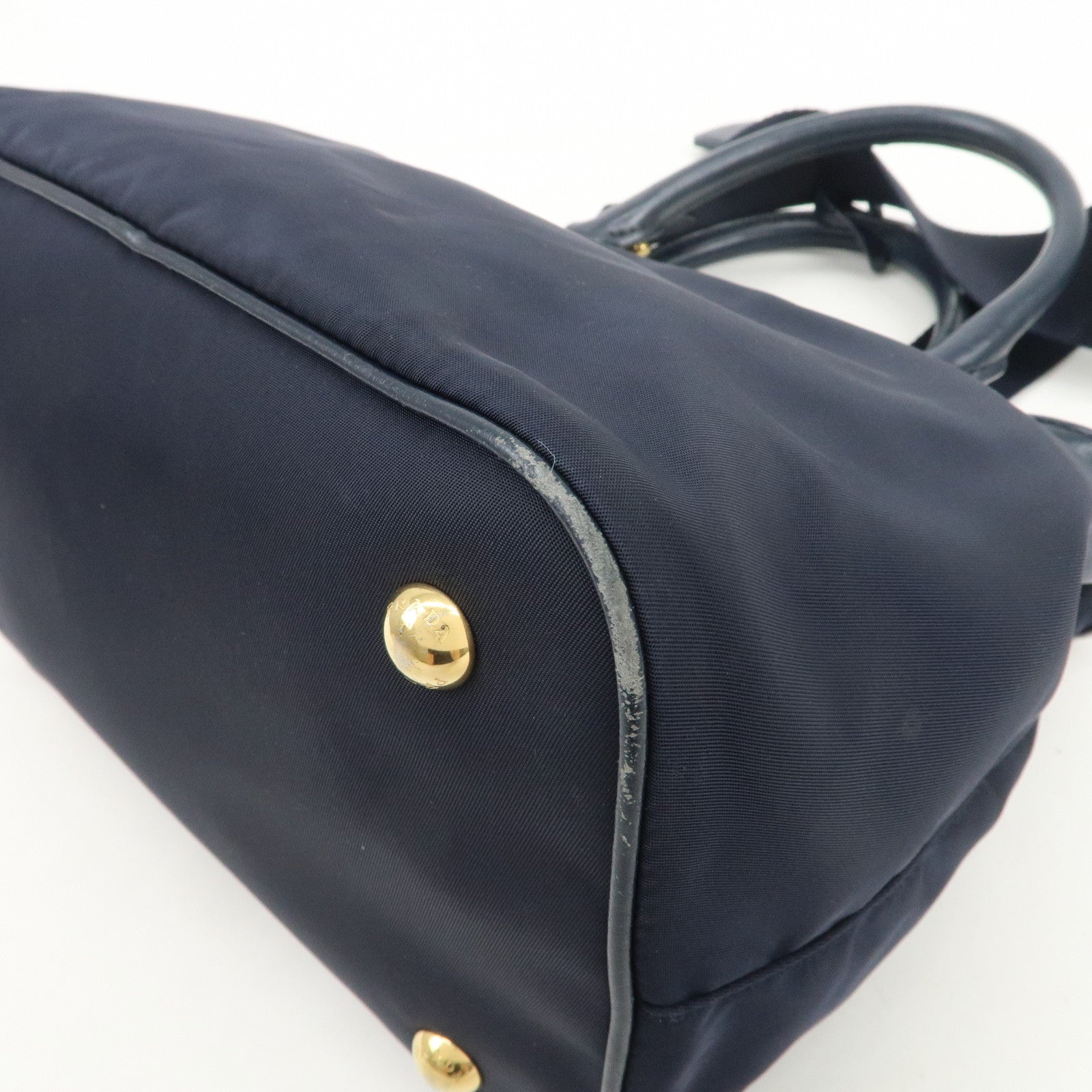 PRADA Logo Nylon 2Way Bag Hand Bag Shoulder Bag Navy 1BA172