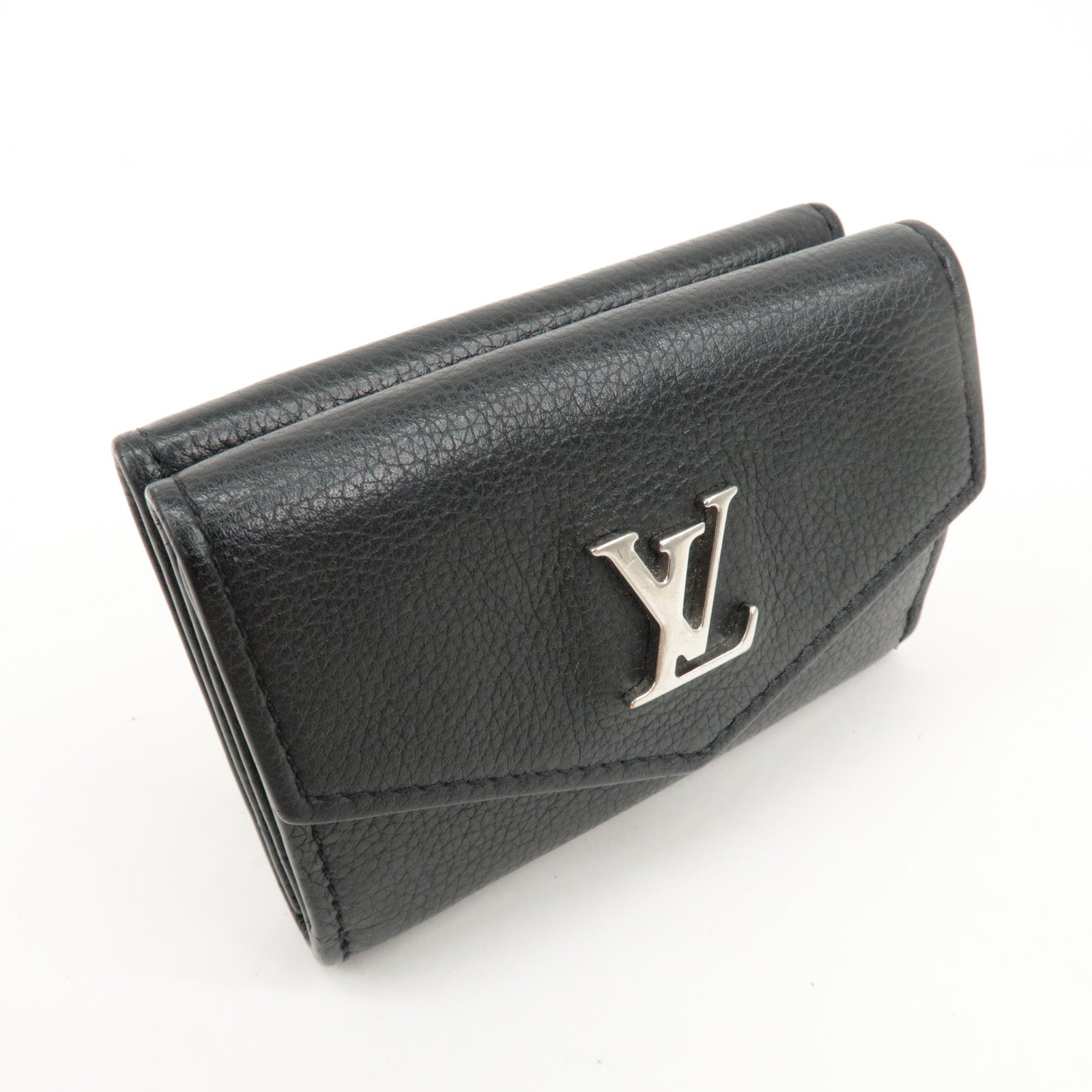 Louis Vuitton Leather Portefeuille Lock Mini Compact Wallet M63921 Used