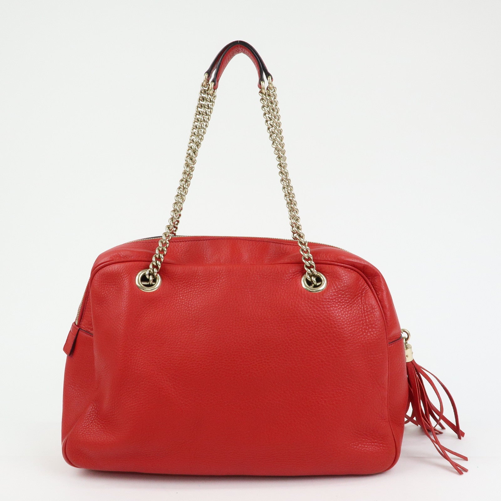 GUCCI SOHO Interlocking G Leather Chain Shoulder Bag Red 353126
