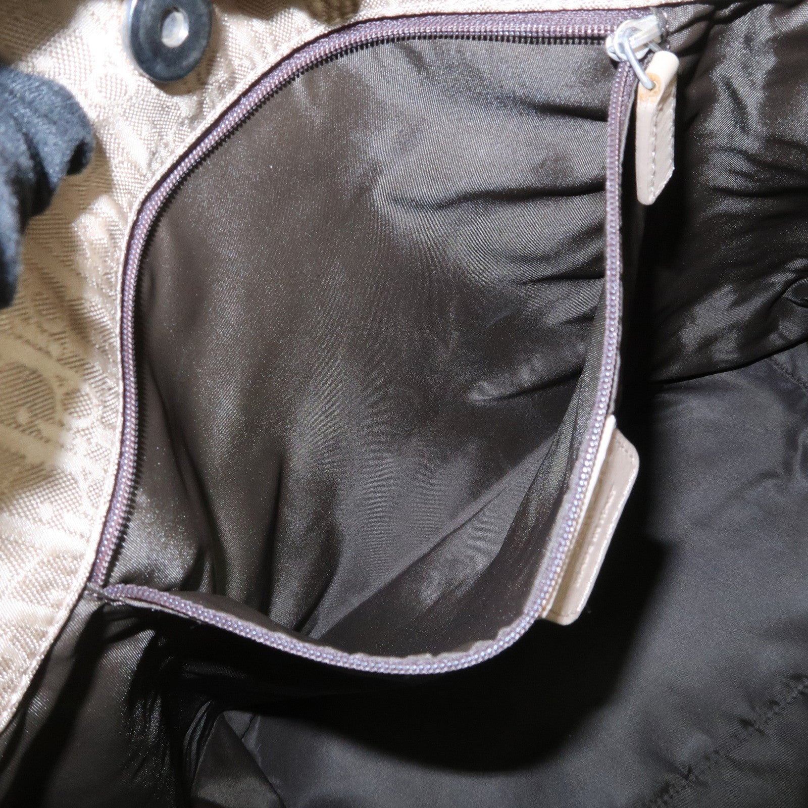 Christian Dior Trotter Nylon Leather Shoulder Bag Hand Bag Beige