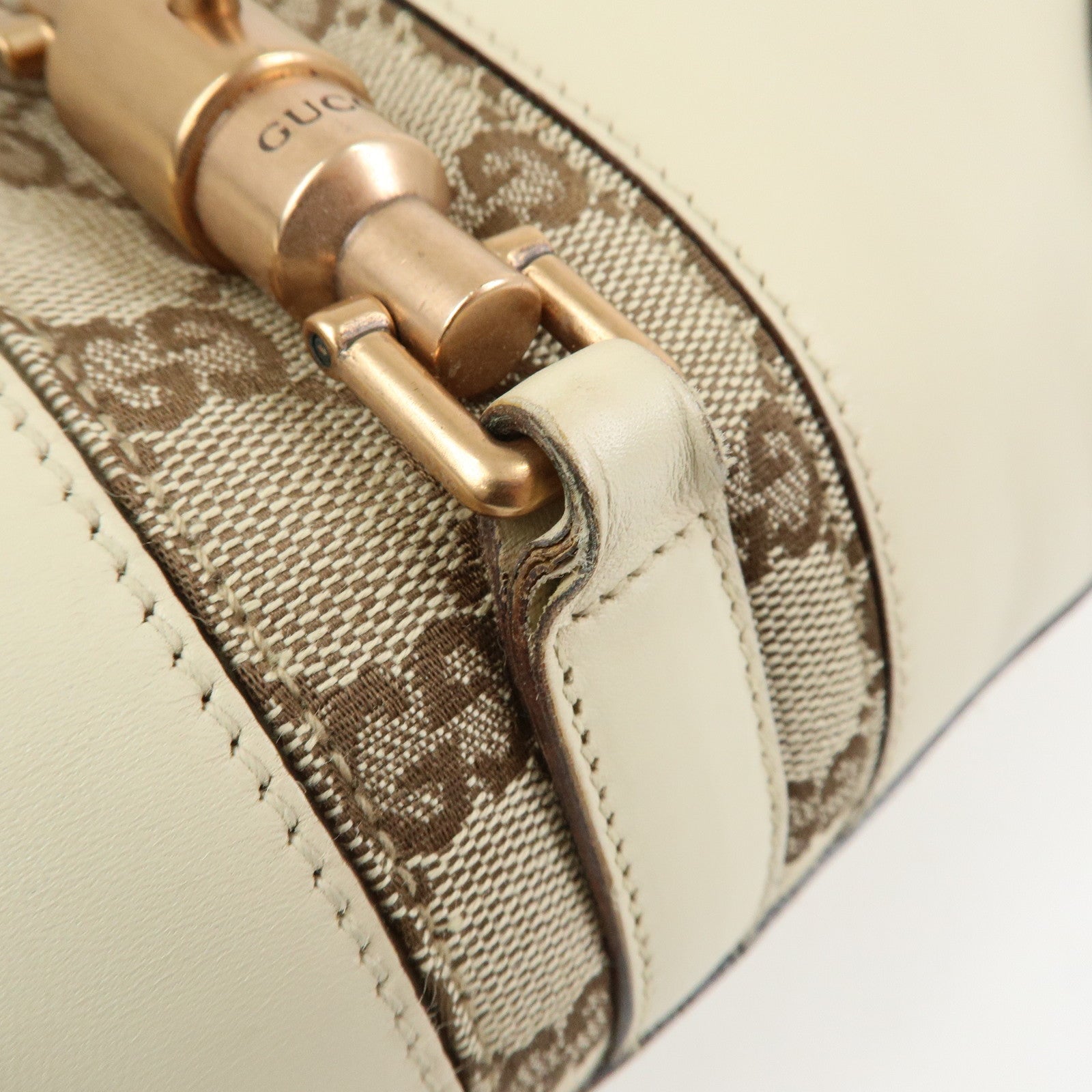 GUCCI New Jackie GG Canvas Leather Shoulder Bag Hand Bag 124407