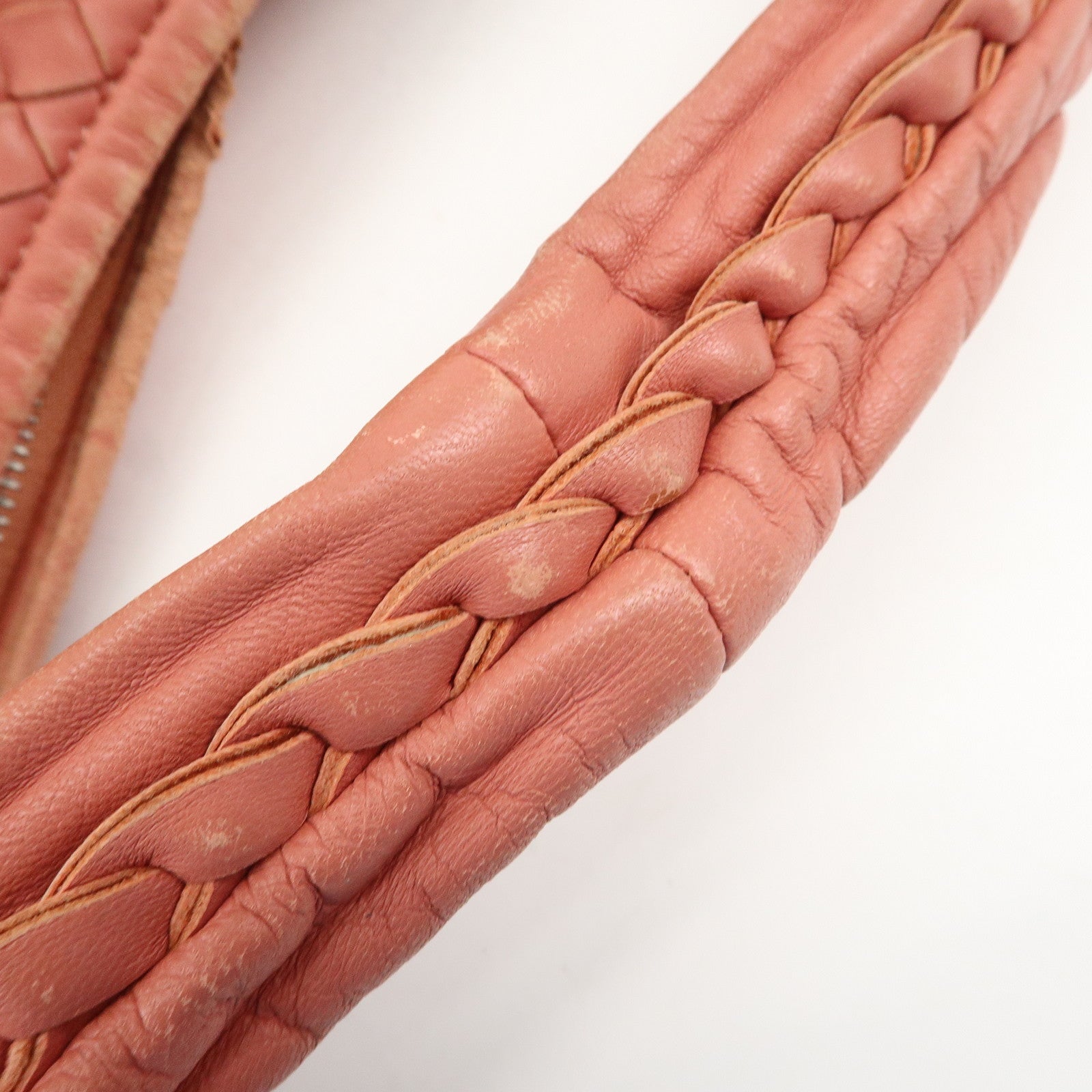 BOTTEGA VENETA Intrecciato Leather Shoulder Bag Hand Bag Pink