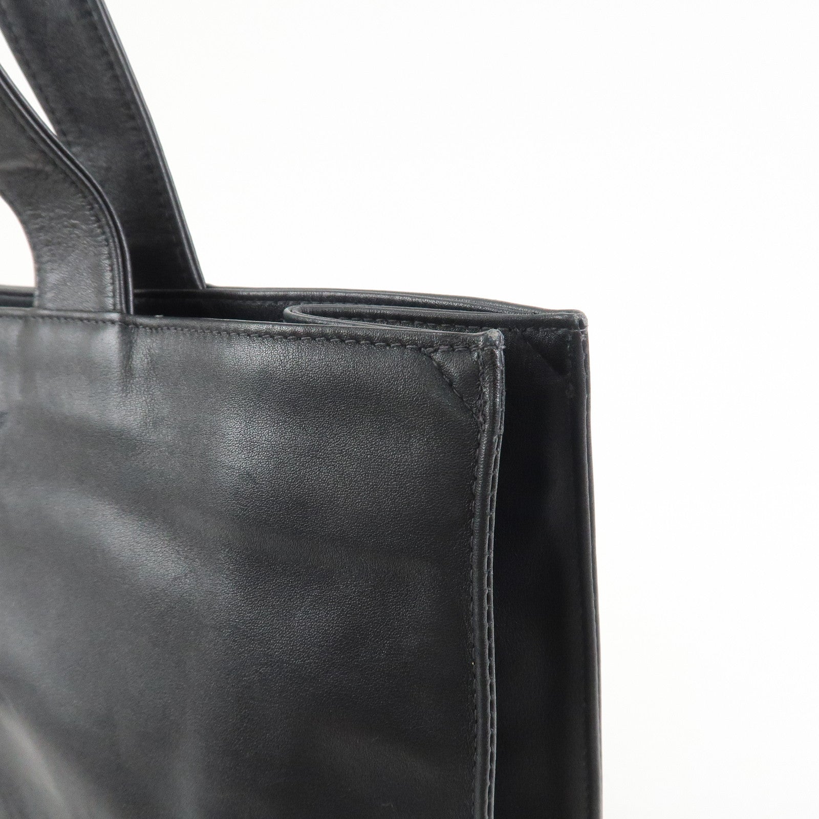 CHANEL COCO Mark Calf Leather Tote Bag Shoulder Bag Black