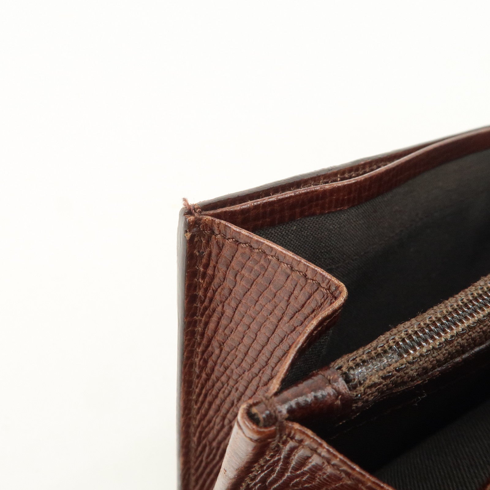 FENDI Zucca PVC Leather Bi-fold Long Wallet Black Brown 8M0000 Used