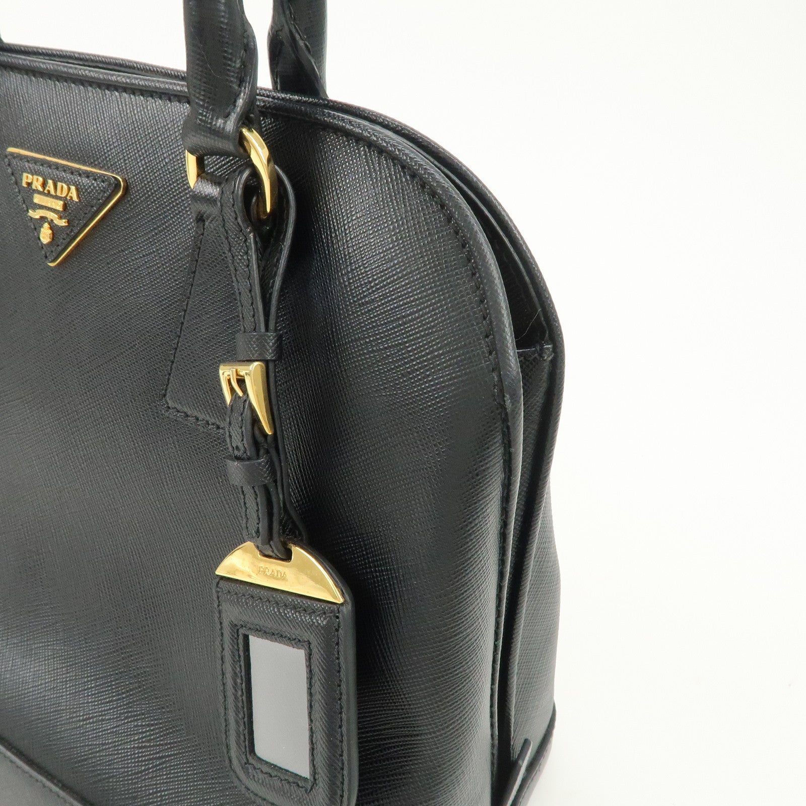 PRADA Saffiano Leather Triangle Logo 2WAY Bag Hand Bag Black BN2567