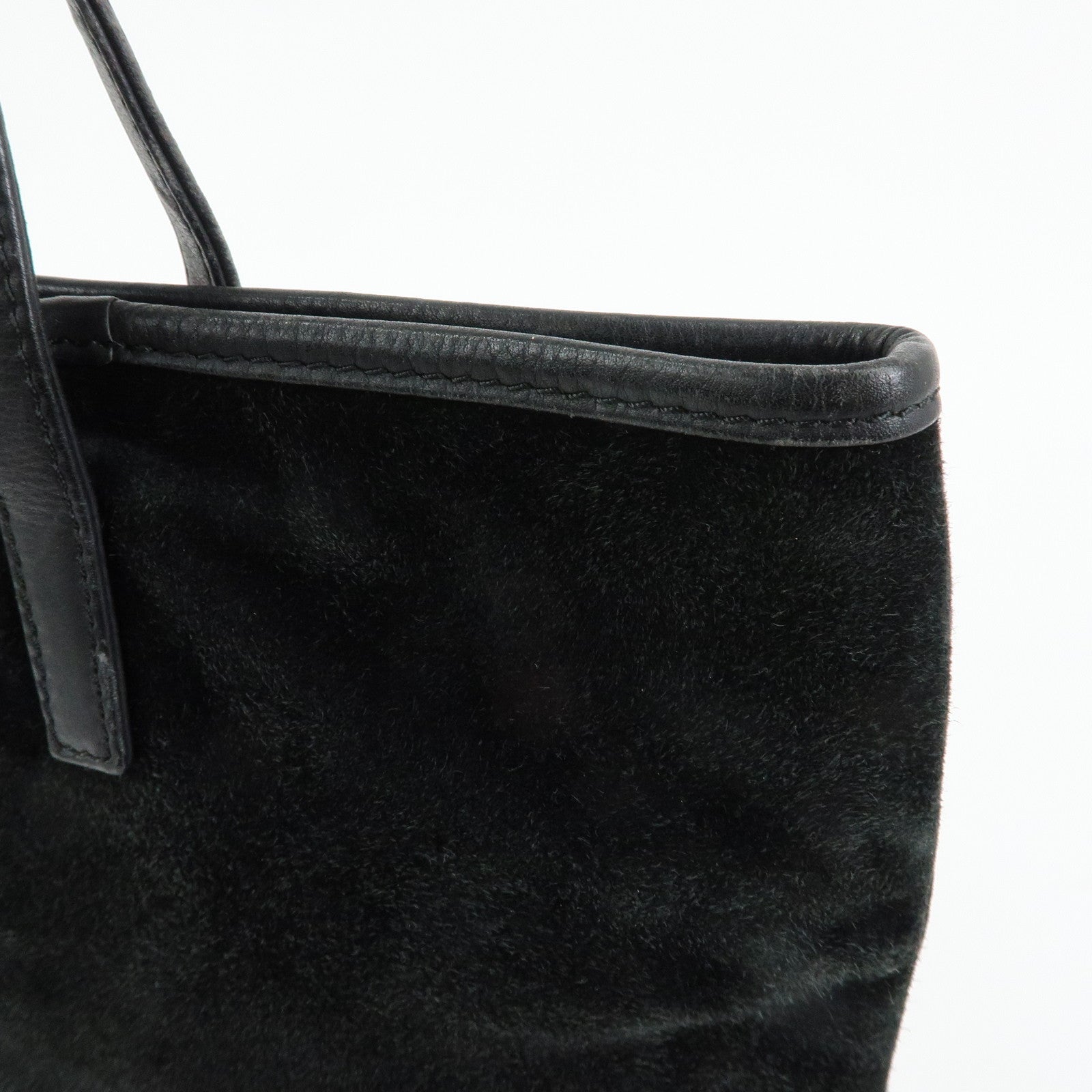 LOEWE Anagram Suede Leather Hand Bag Tote Bag Black