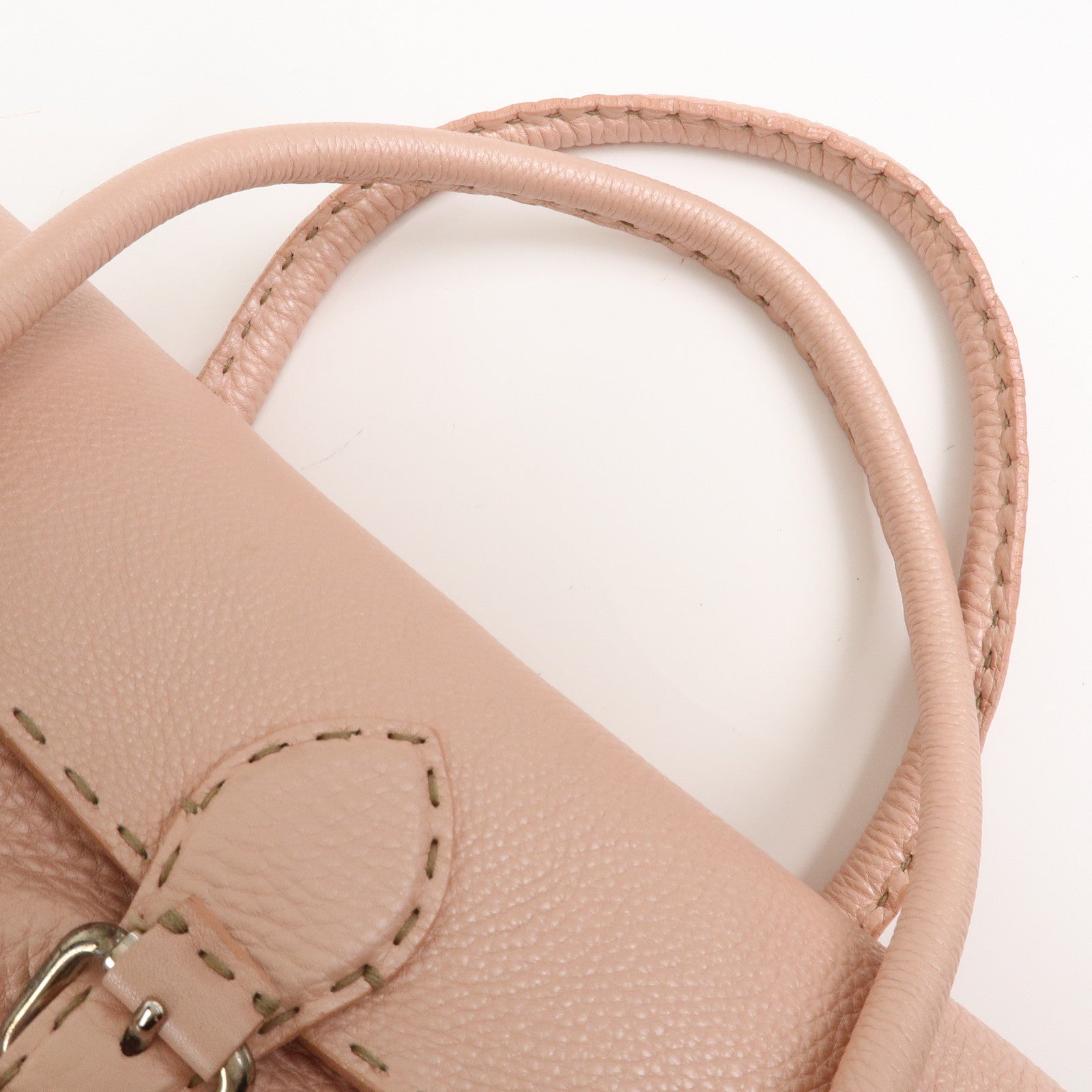 FENDI Seleria Linda Leather Shoulder Bag Hand Bag Pink 8BR442