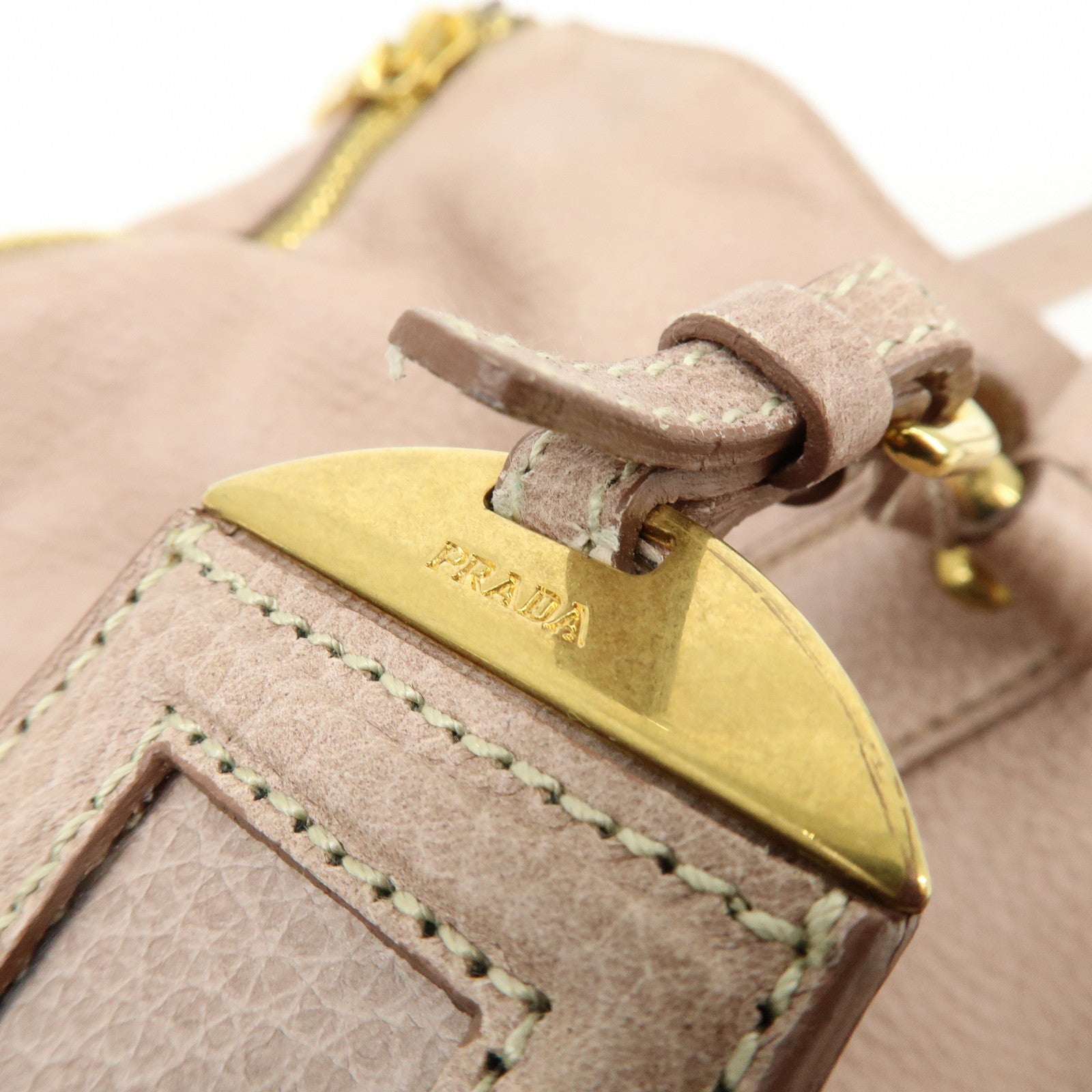 PRADA Logo Leather Tote Bag Shoulder Bag Pink