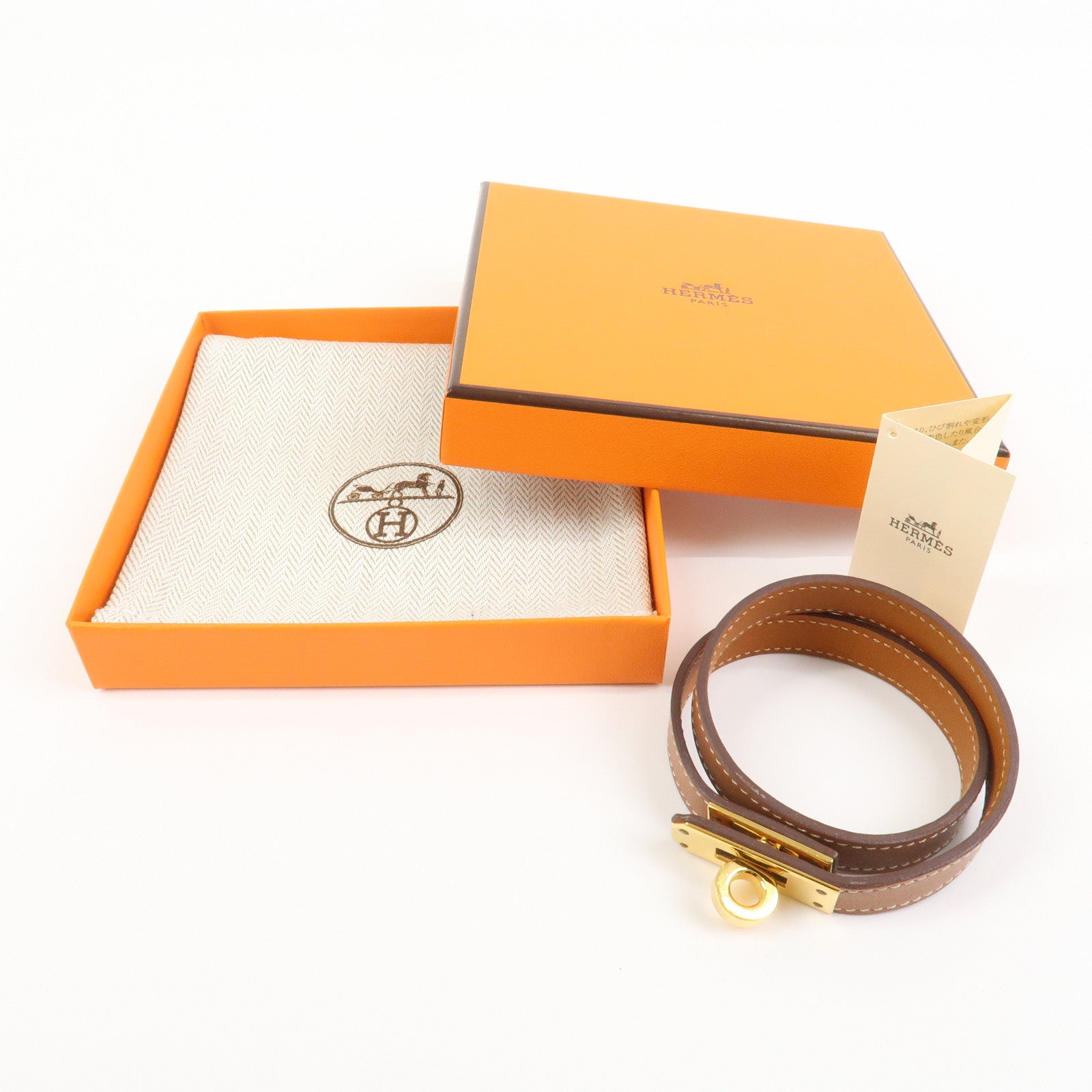 HERMES Mini Kelly Double Tour Bracelet Bangle D Stamped Gold