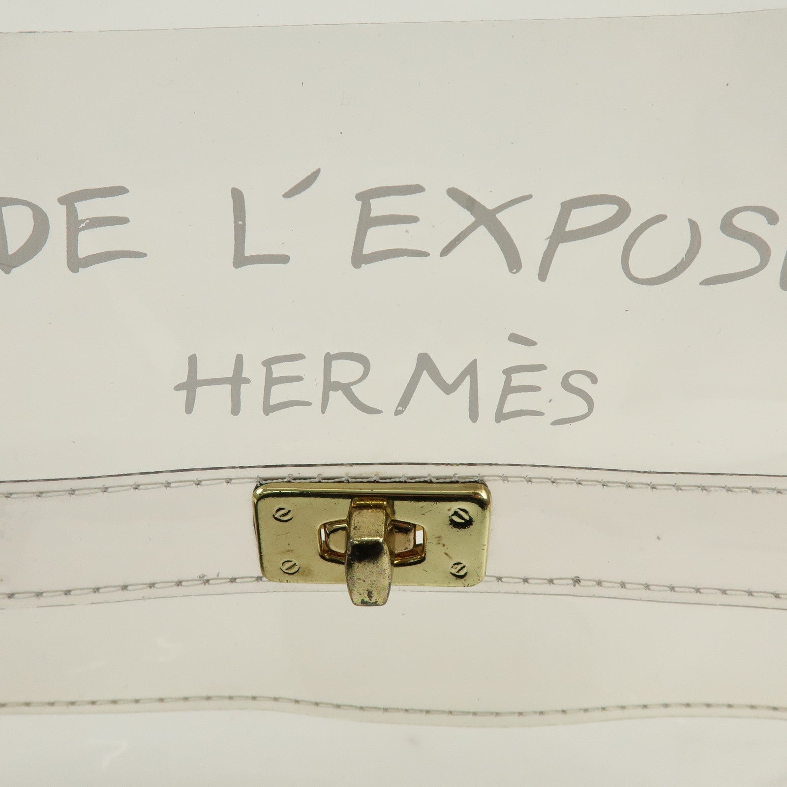 HERMES Kelly Vinyl Hand Bag Clear Transparent