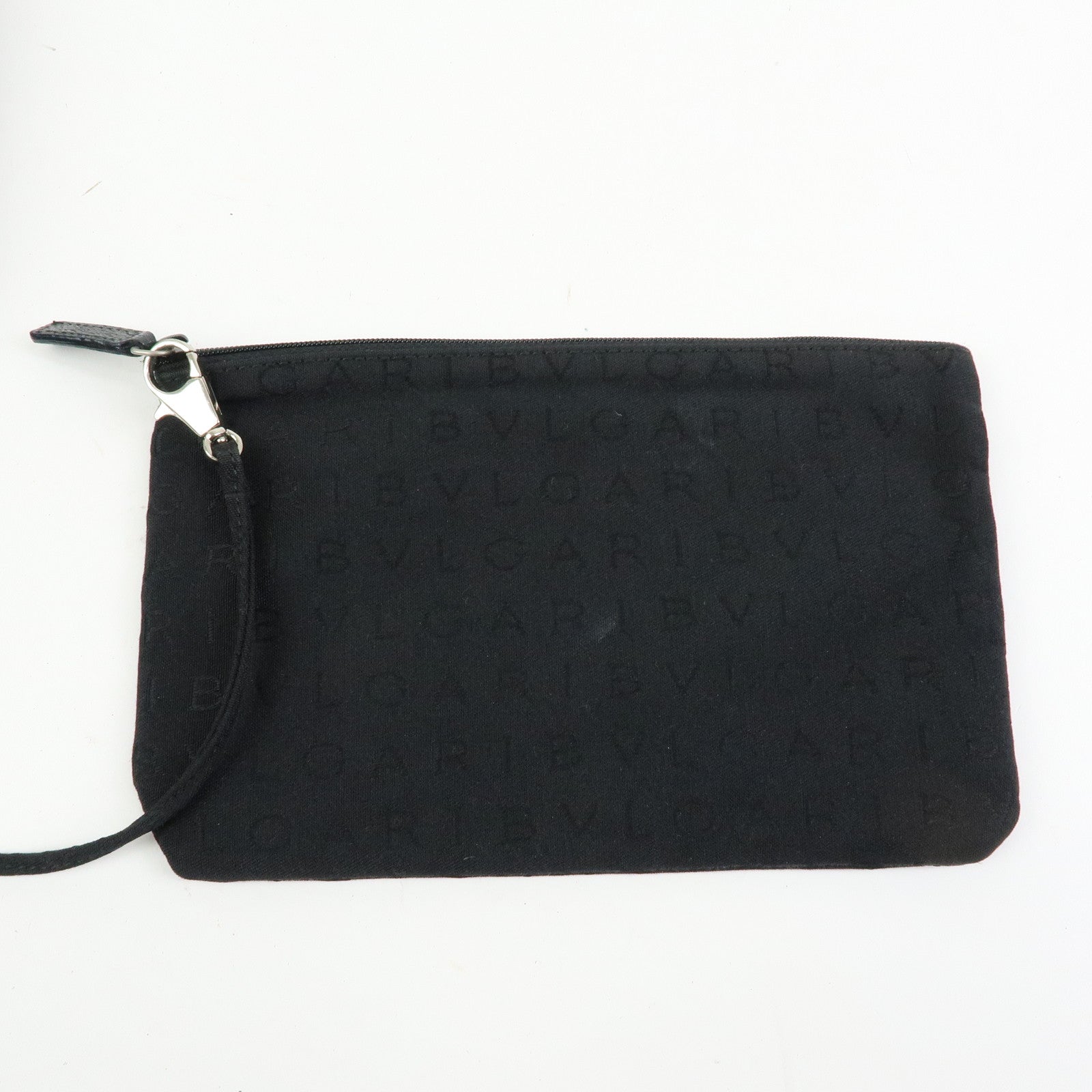 BVLGARI Logo Mania Canvas Leather Tote Bag Hand Bag Black