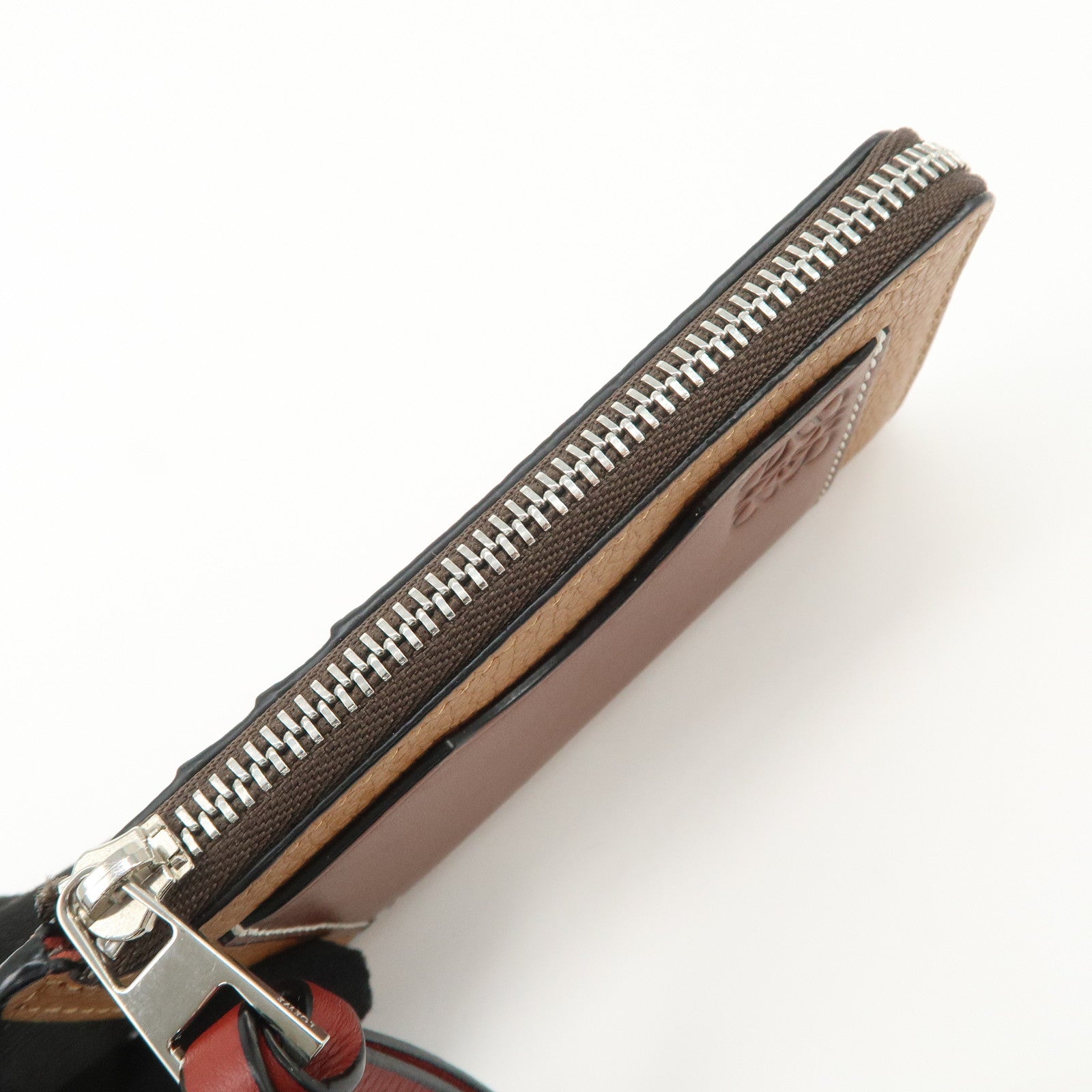 LOEWE Anagram Leather Coin Case Fragment Case Beige Brown