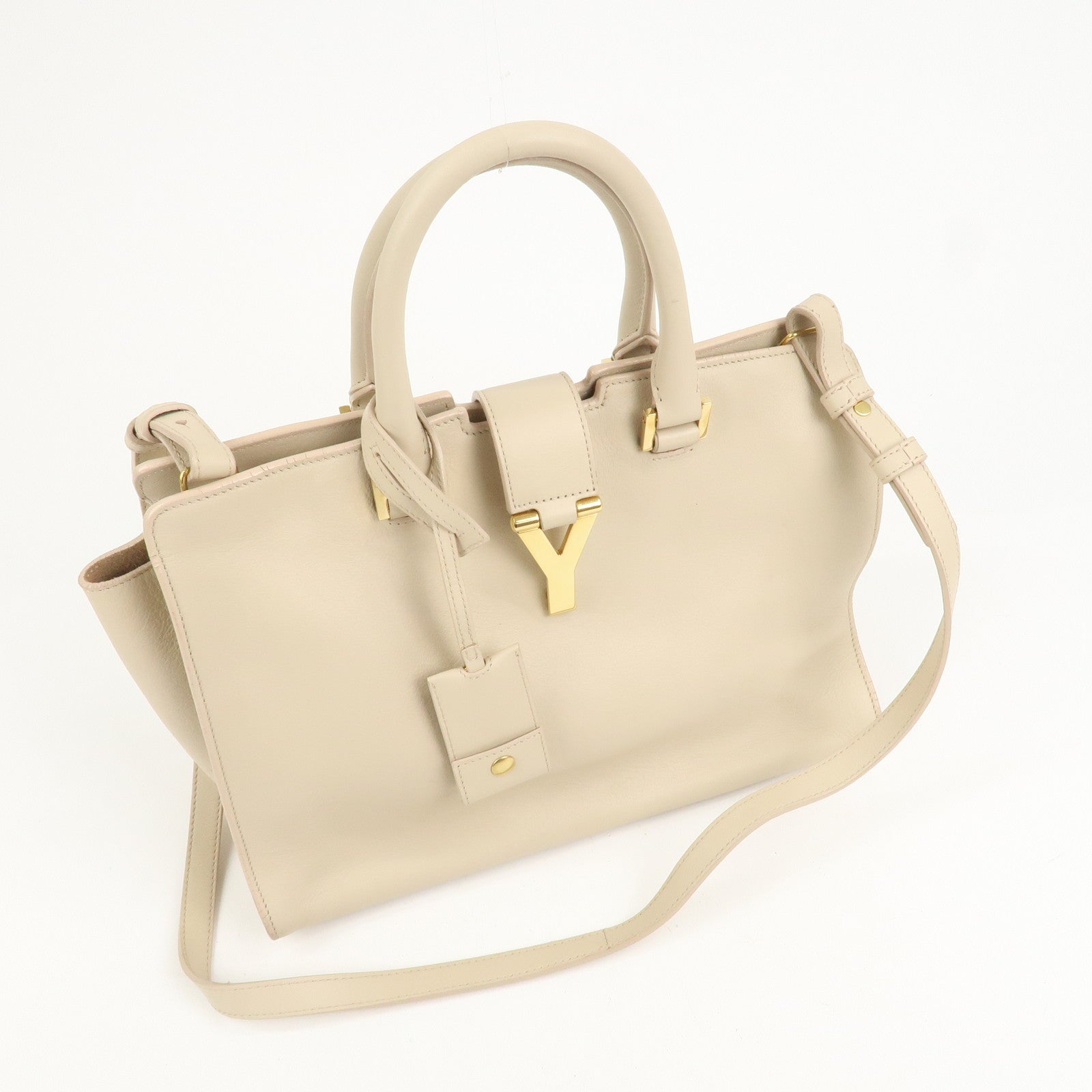 SAINT LAURENT PARIS Leather Petit Cabas Y 2WAY Bag Beige 311210