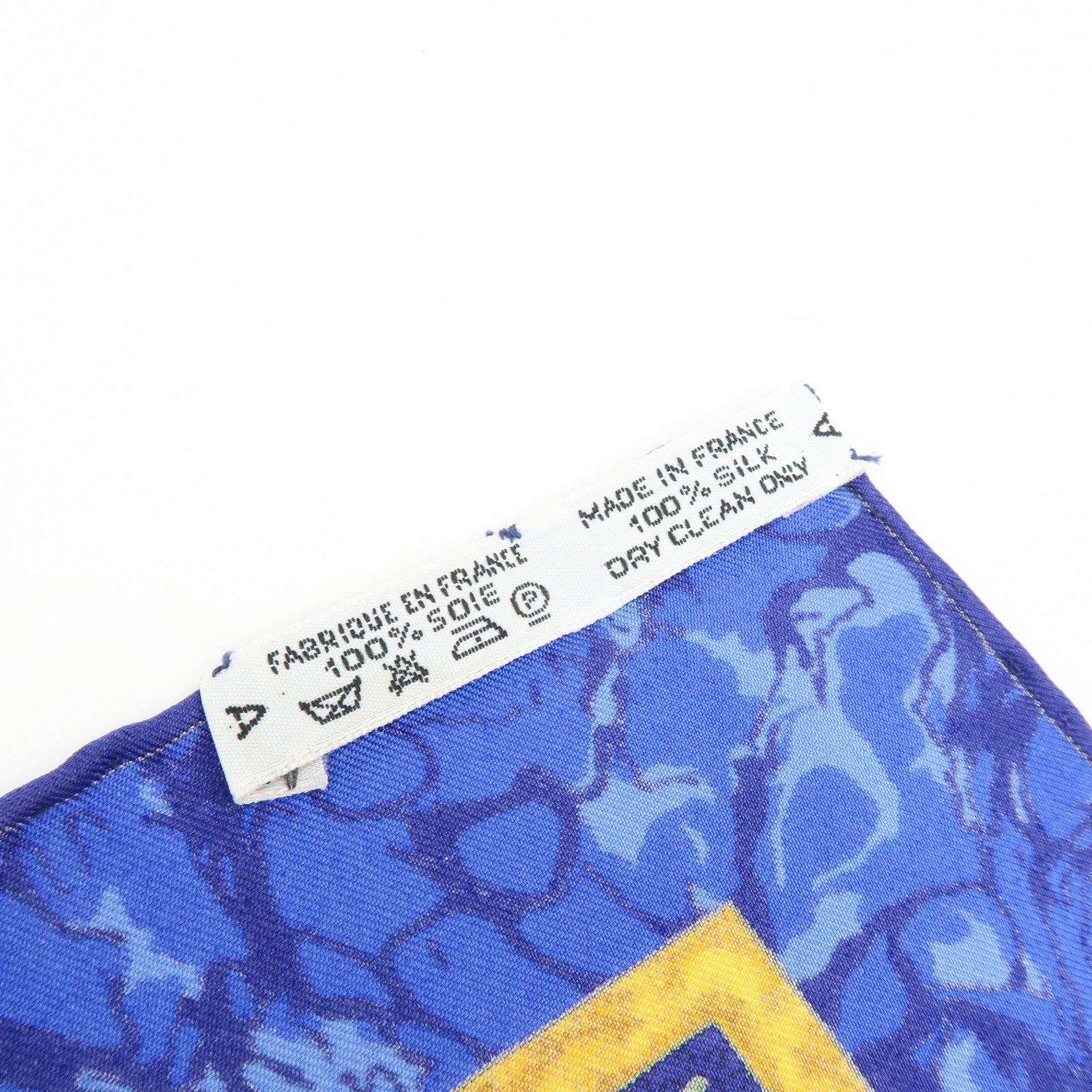HERMES Carre 90 Silk 100% Scarf CARPE DIEM Blue Yellow