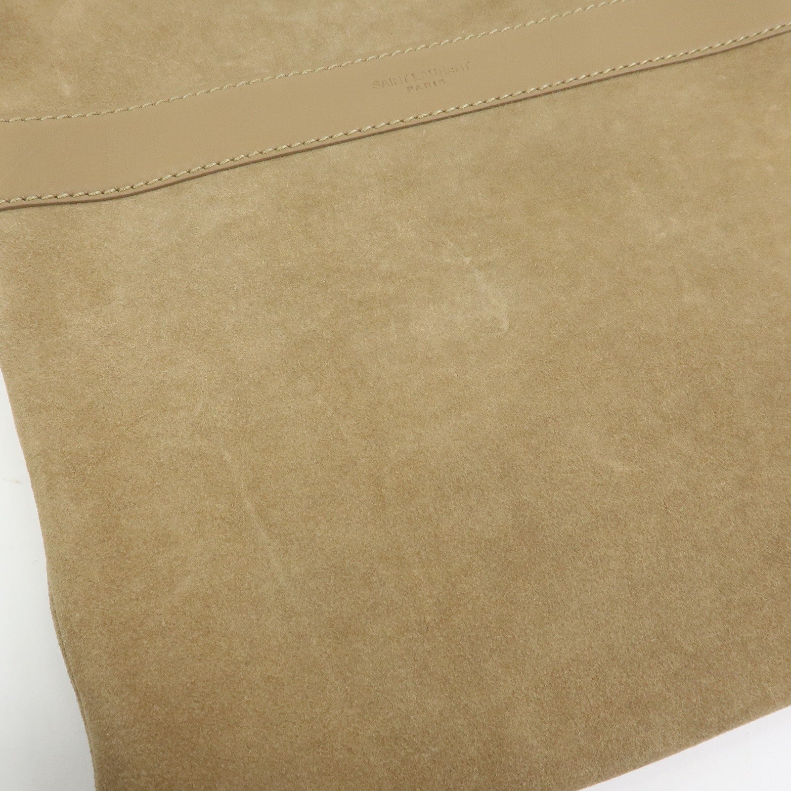 SAINT LAURENT PARIS Suede Leather Shoulder Crossbody Bag Beige