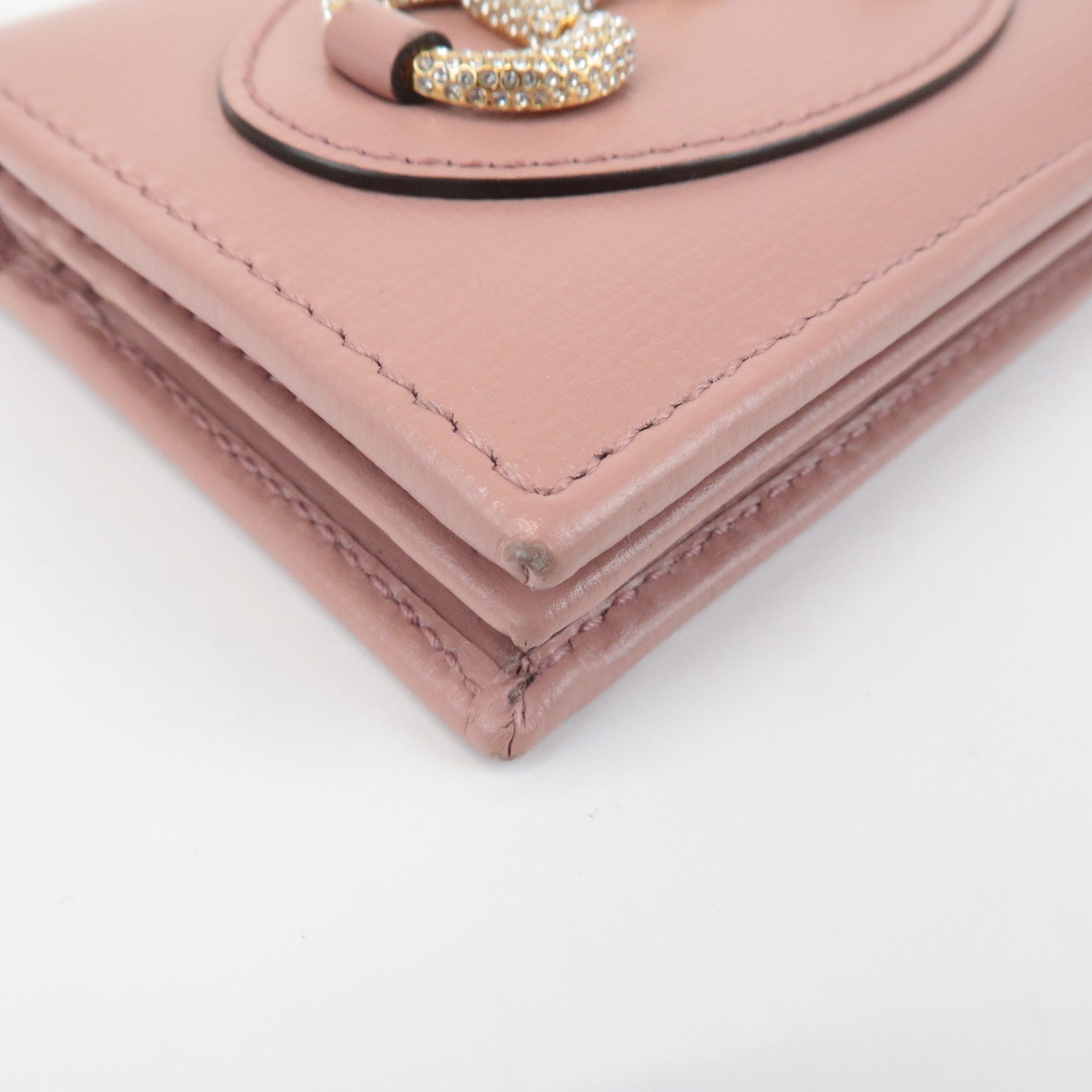 GUCCI Horsebit Leather Bi-fold Wallet Small Wallet Pink 621887 Used