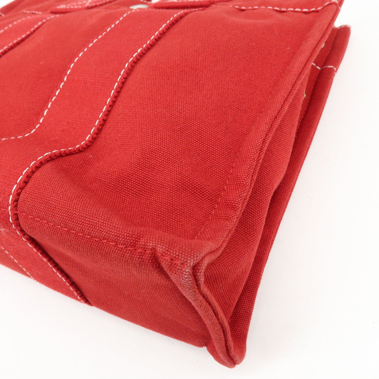 HERMES Deauville PM Canvas Hand Bag Tote Bag Red