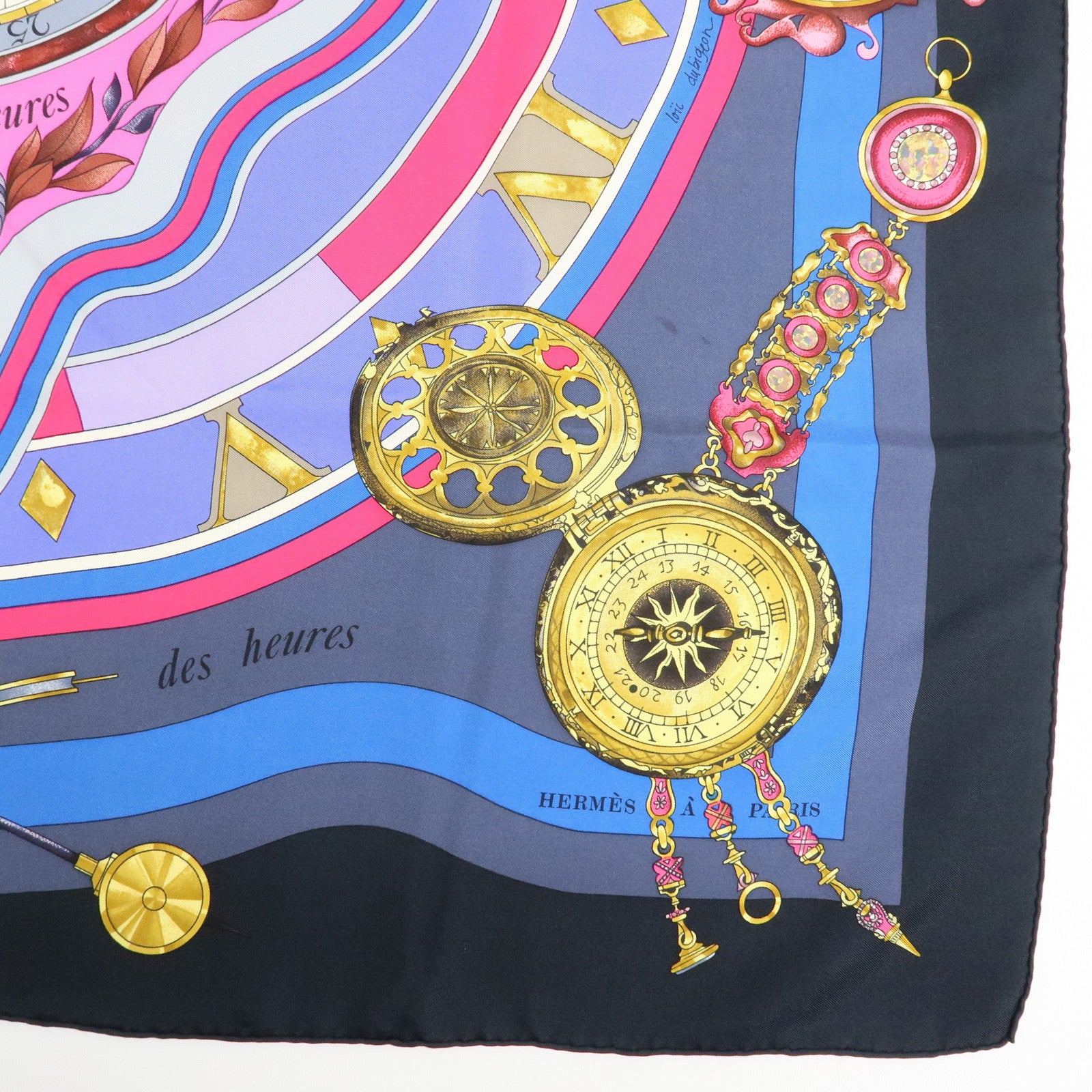 HERMES Carre90 Silk100% Parmi les Fleurs Je Compte les Heures Scarf