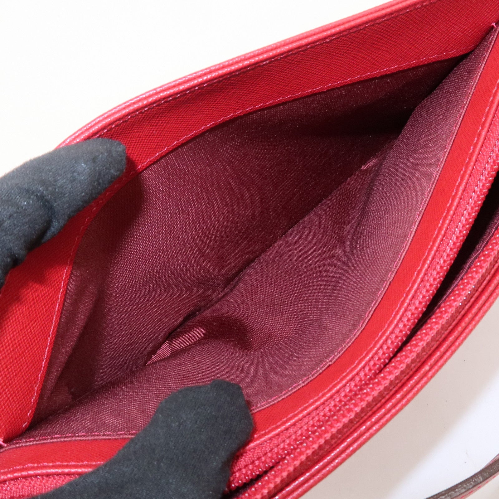 BURBERRY Logo Leather Shoulder Bag Hand Bag Red
