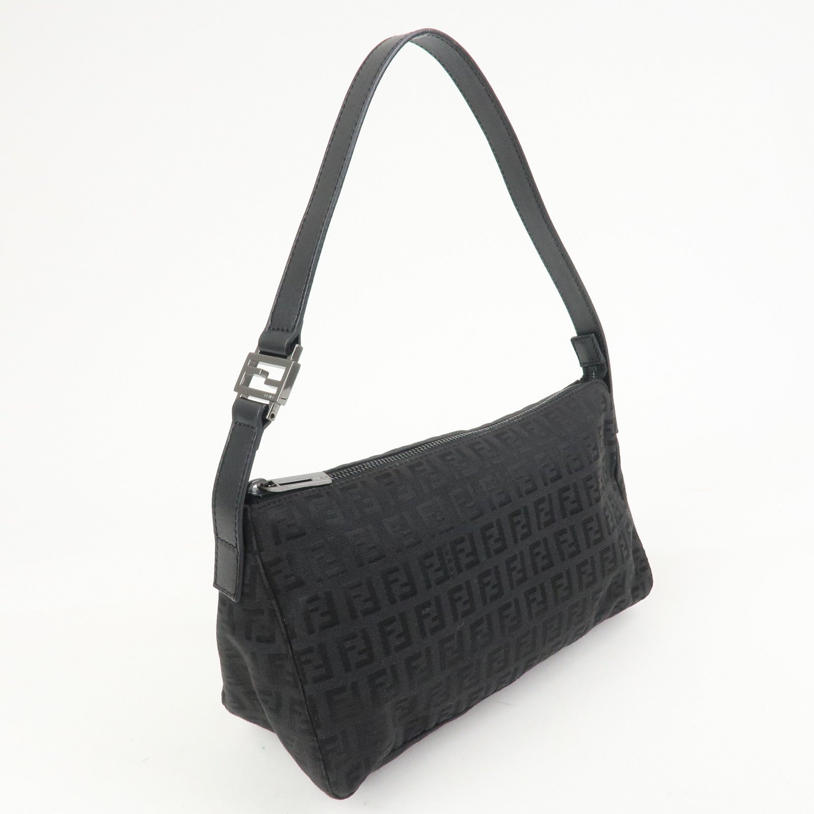 FENDI Zucchino Shoulder Bag Hand Bag Black 8BR444