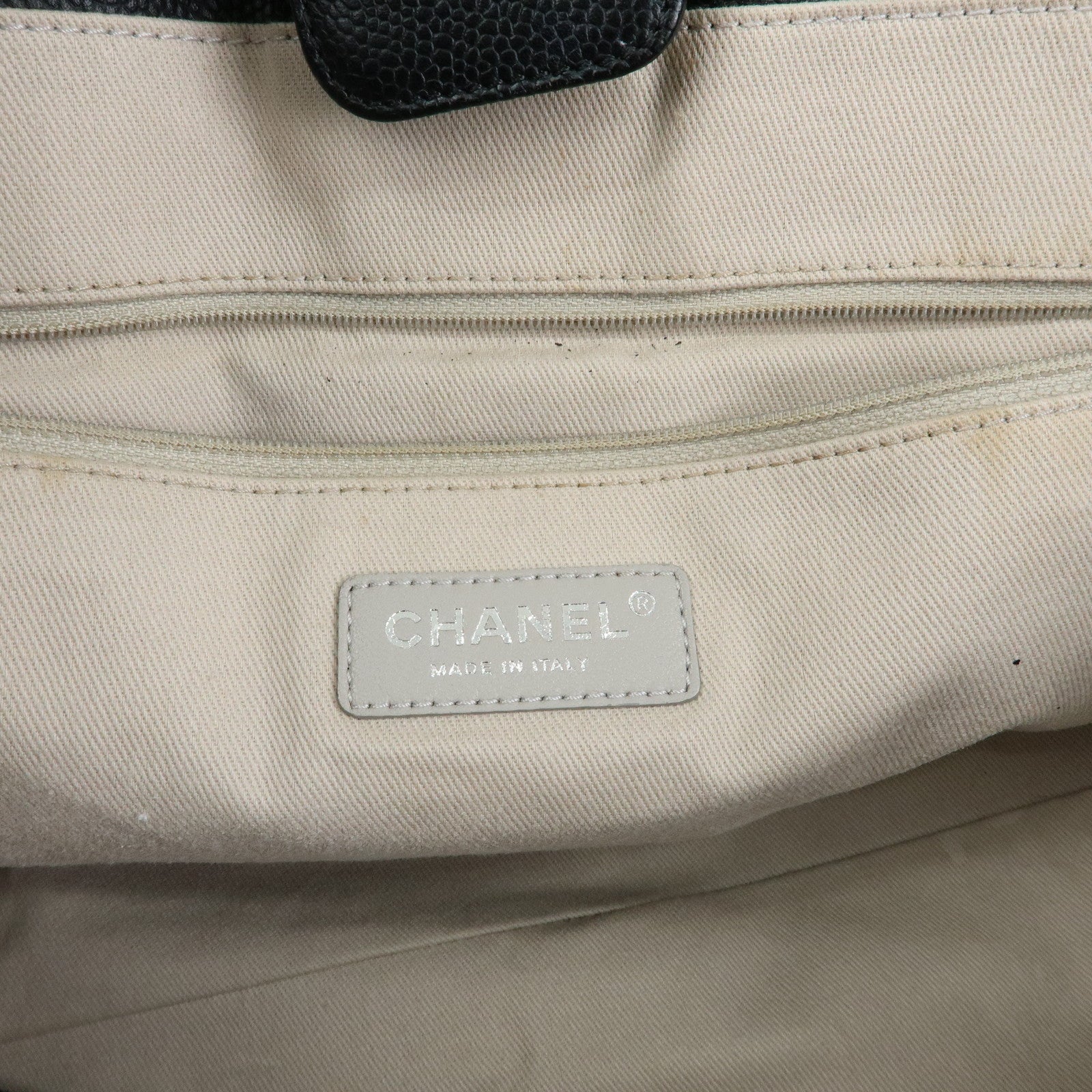 CHANEL Deauville GM Caviarskin Leather 2Way Tote Bag Black A66941