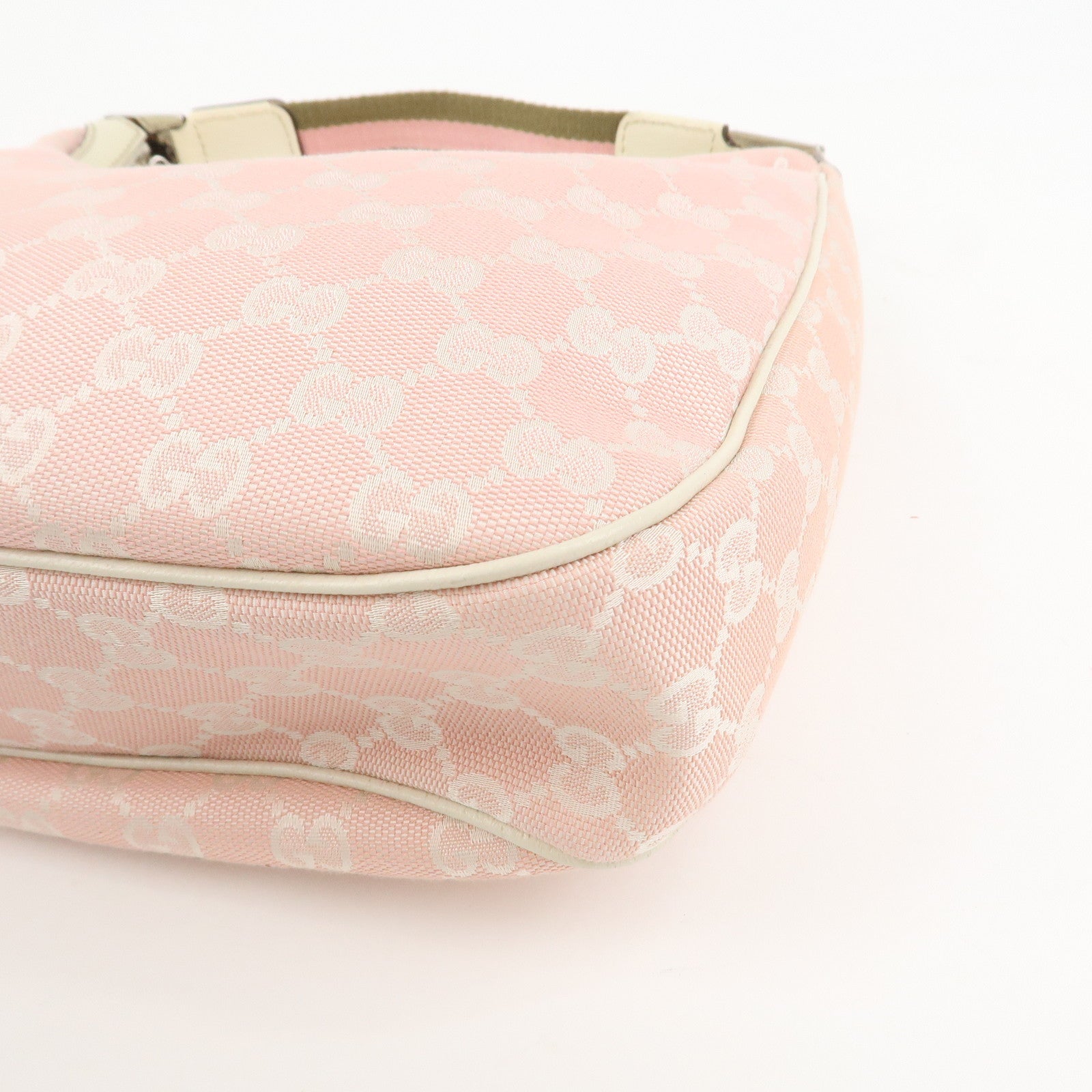 GUCCI Sherry Line GG Canvas Leather Shoulder Bag Pink 145757