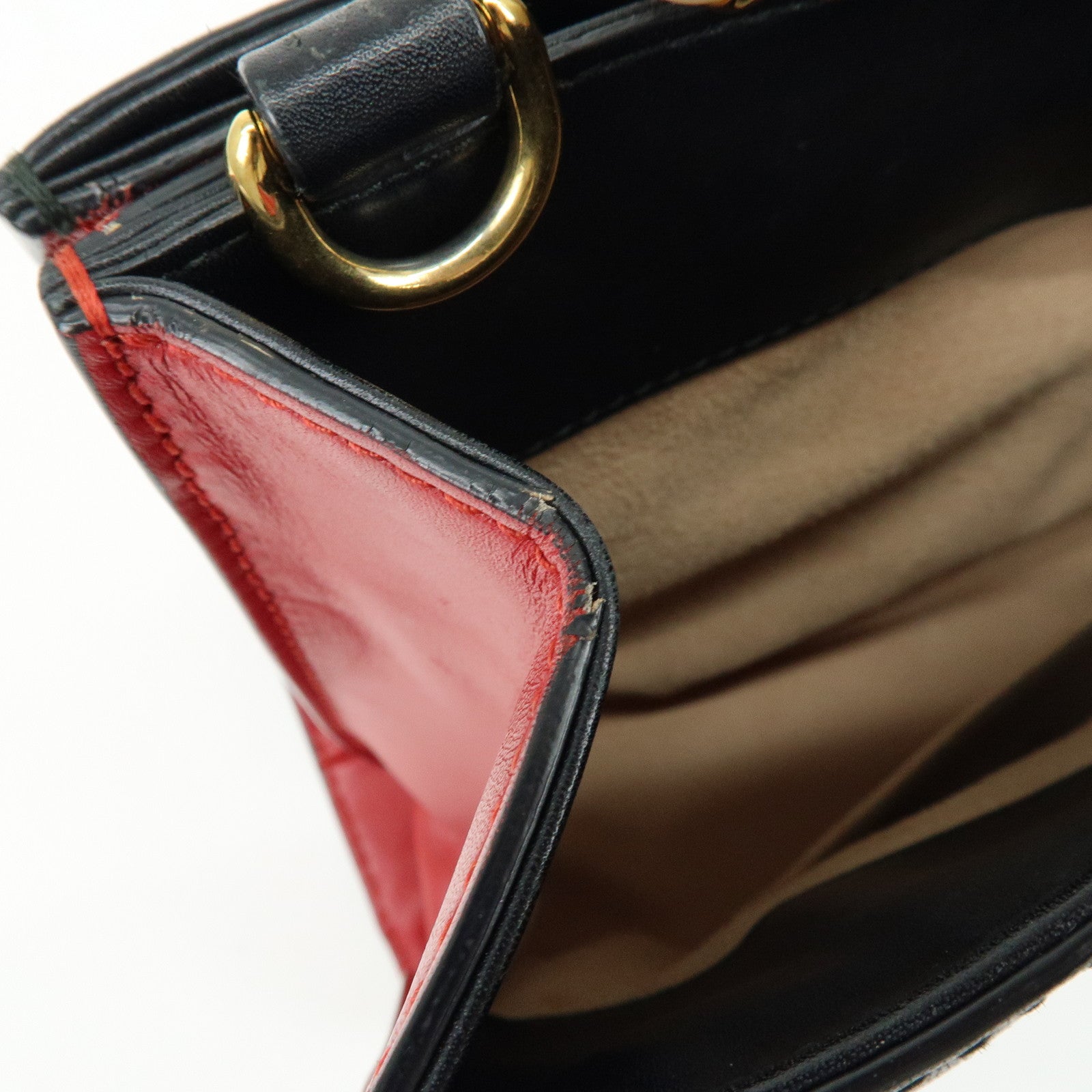GUCCI Sherry Nymphaea Bamboo Leather 2Way Bag Black 459076