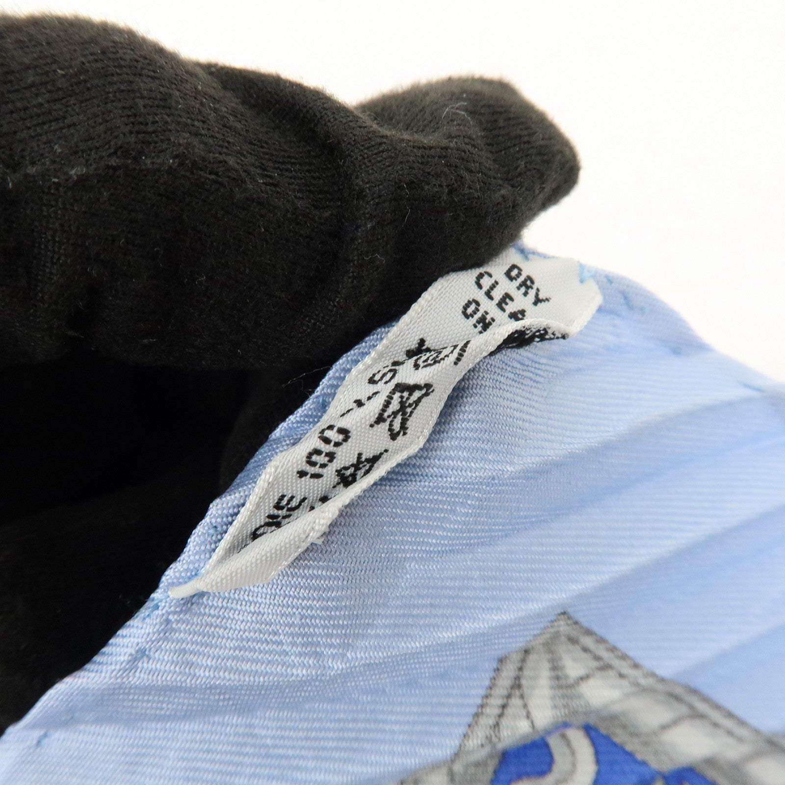 HERMES Pleats Carre Silk 100% Scarf CHASSE EN INDE Blue