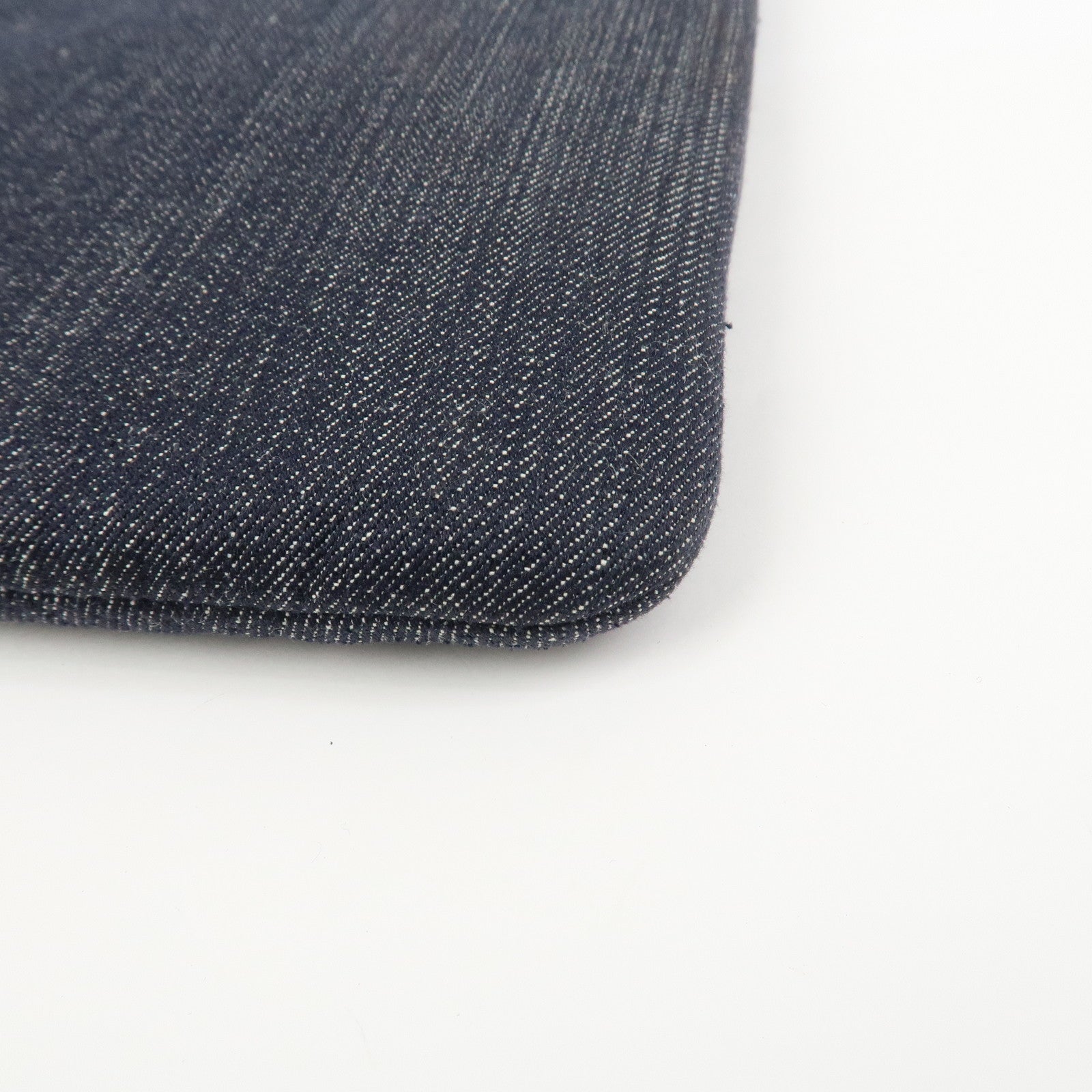 CHANEL Deauville Canvas Denim Clutch Bag Pouch Denim A80802