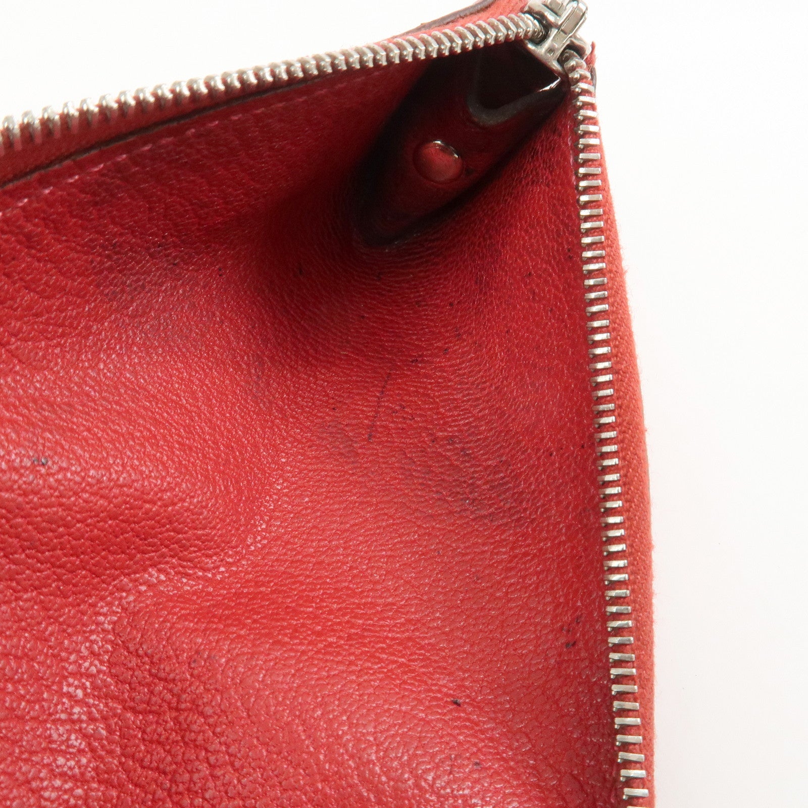 HERMES Piccolo Chevre Leather Pen Case Red