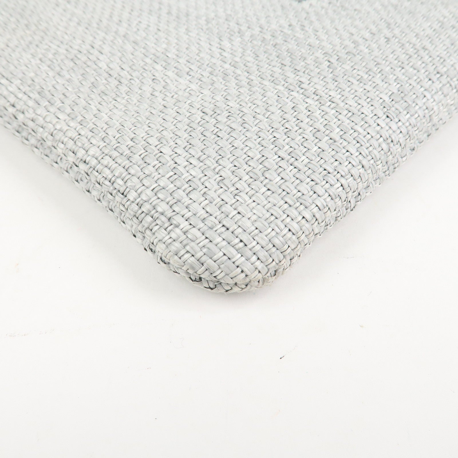 CHANEL Deauville Nylon Canvas Pouch Clutch Bag Light Gray A80118