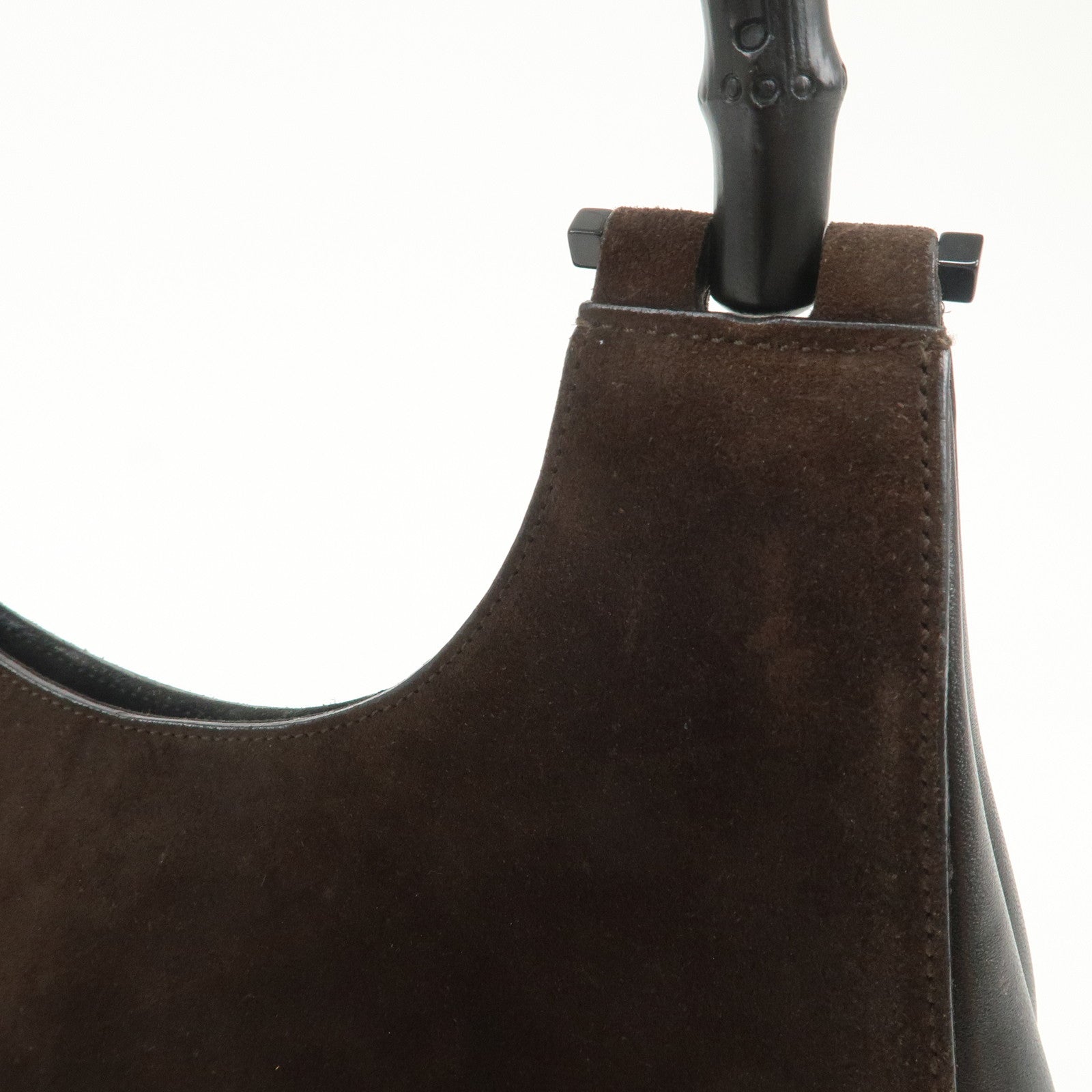 GUCCI Bamboo Suede Leather Shoulder Bag Hand Bag Brown 001 3739