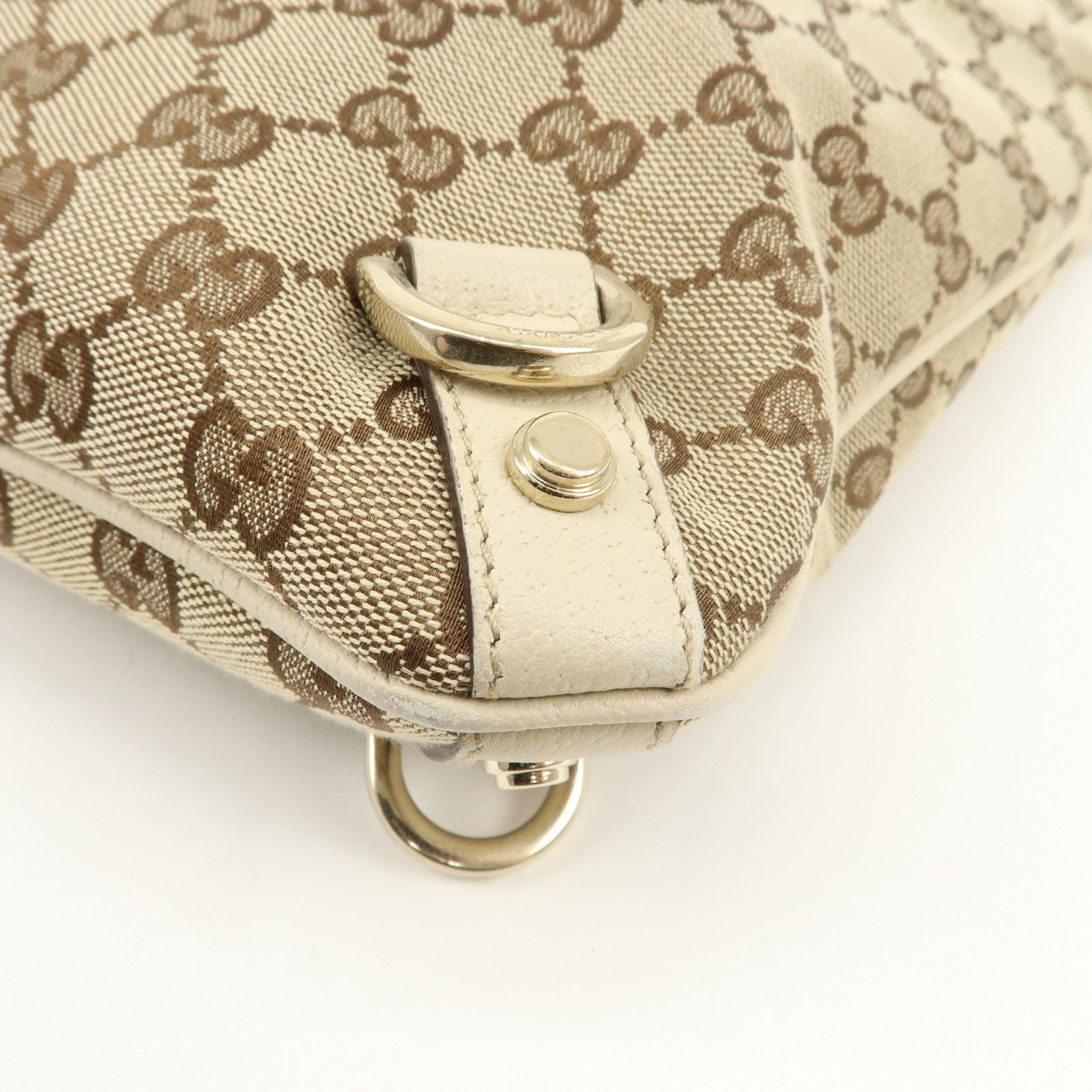 GUCCI Abbey GG Canvas Leather Shoulder Bag Beige Ivory 131326