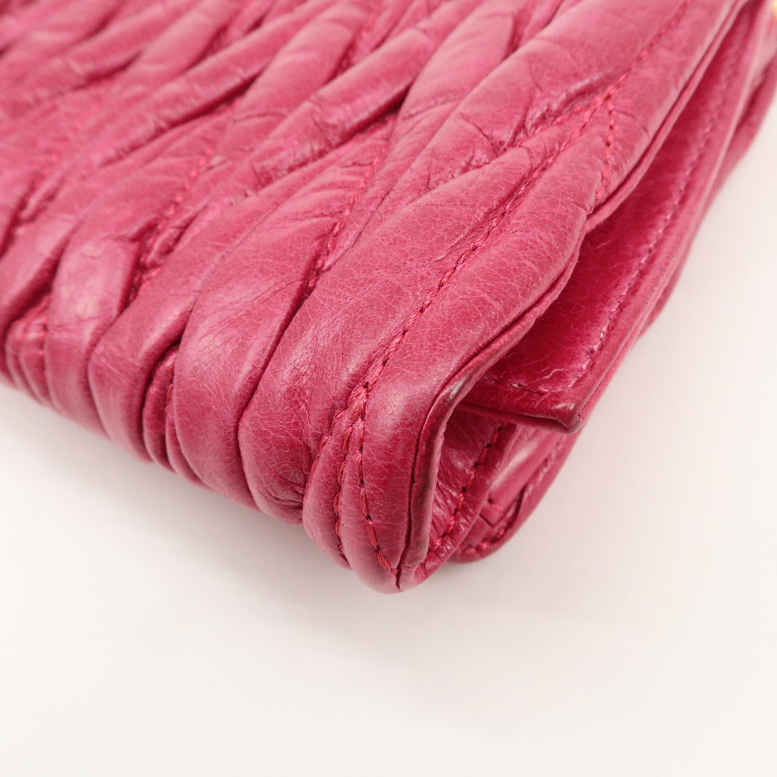 MIU MIU Matelasse Leather Chain Shoulder Bag Crossbody Bag Pink Used