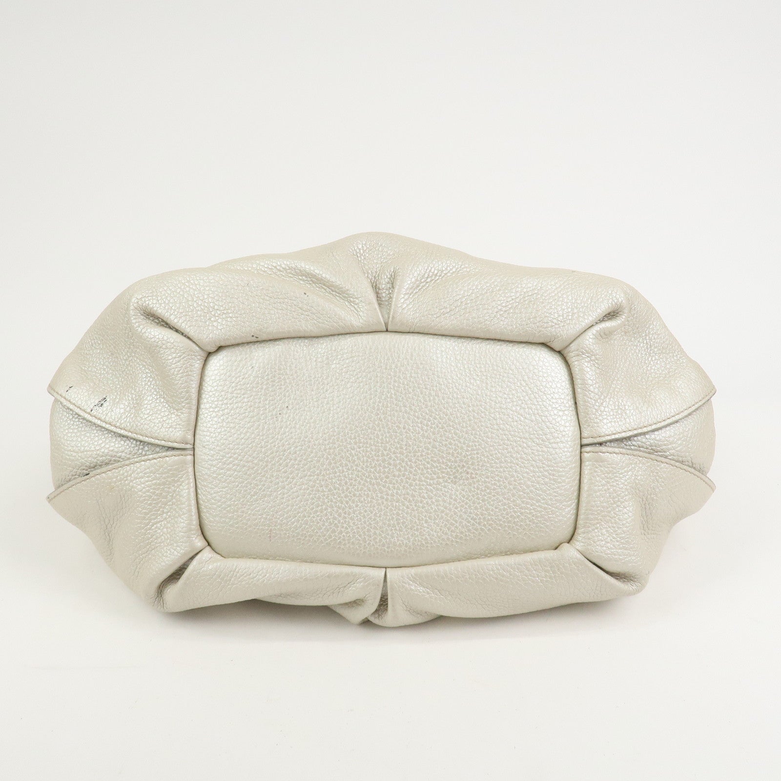 CELINE Logo Leather Bittersweet Shoulder Bag Tote Bag Silver