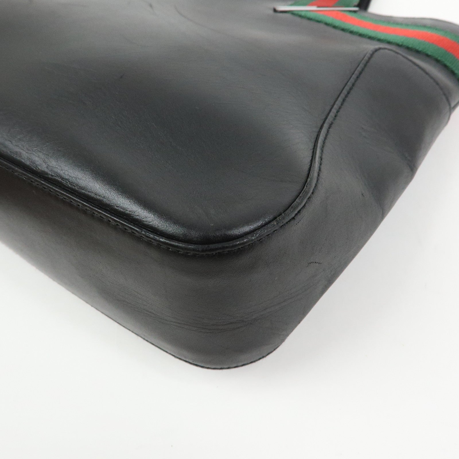 GUCCI Sherry Leather Tote Bag Shoulder Bag Hand Bag Black 73983