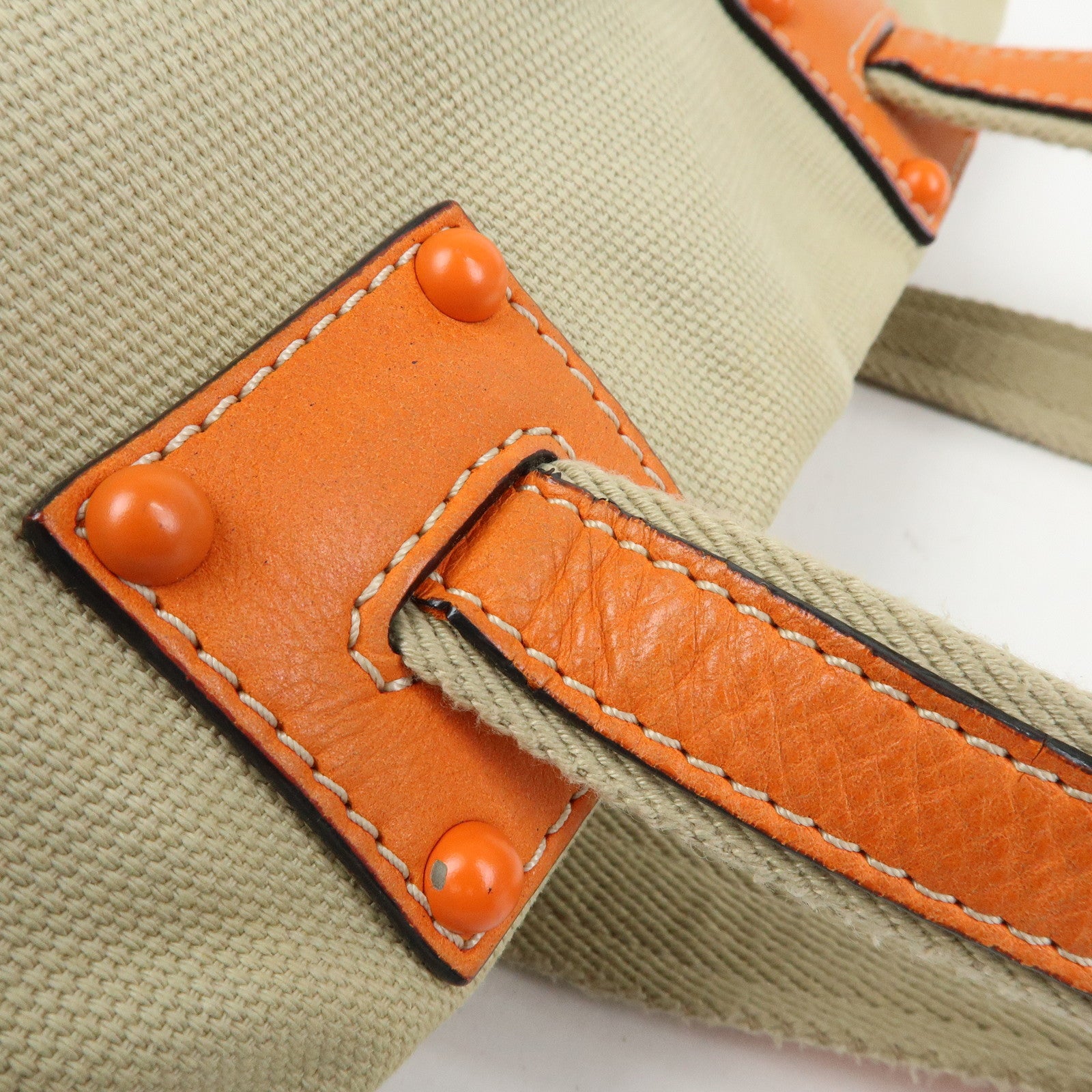 LOEWE Missy Canvas Leather 2Way Bag Tote Bag Beige Orange