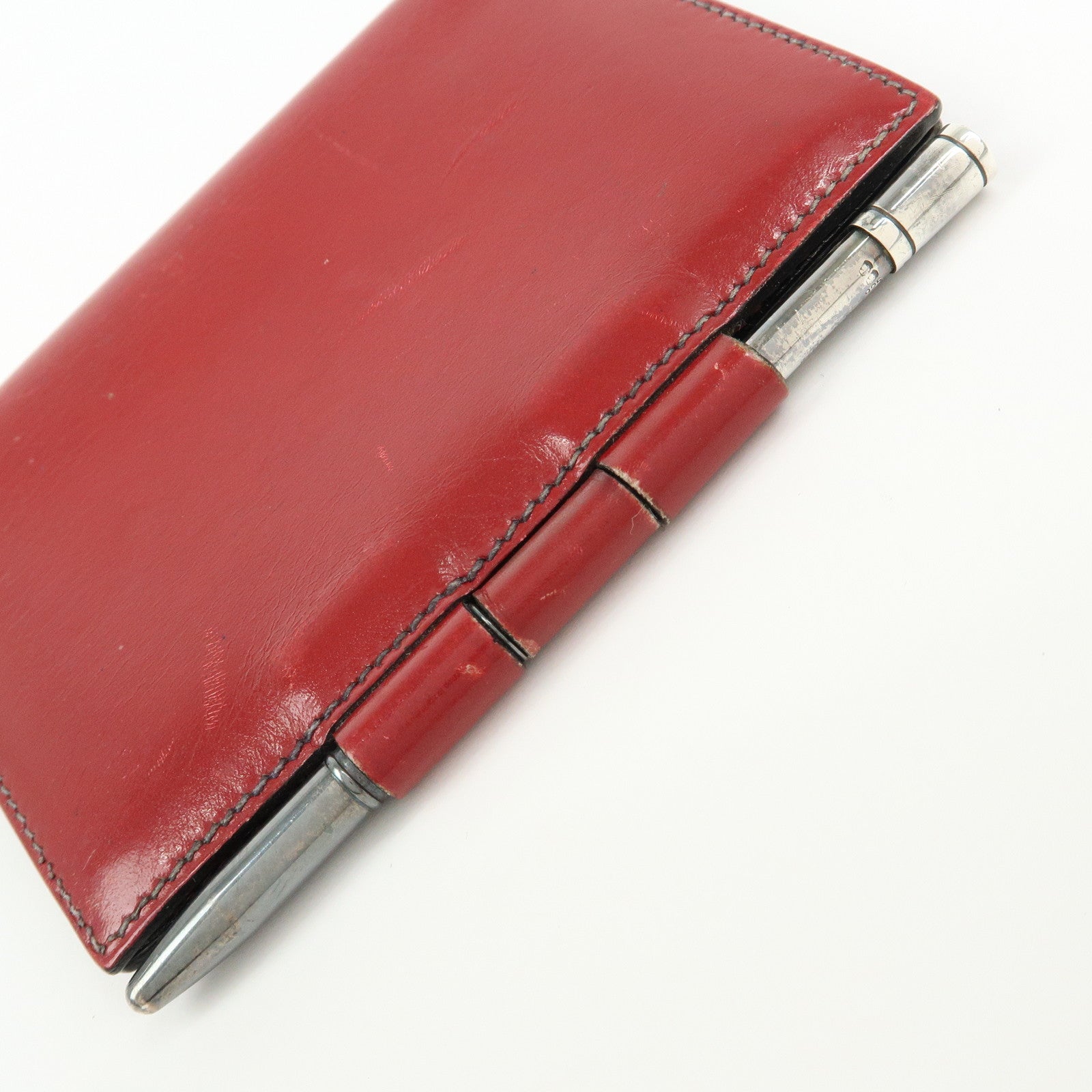HERMES Box Calf Leather Agenda PM Planner Cover 〇Q Stamped Red